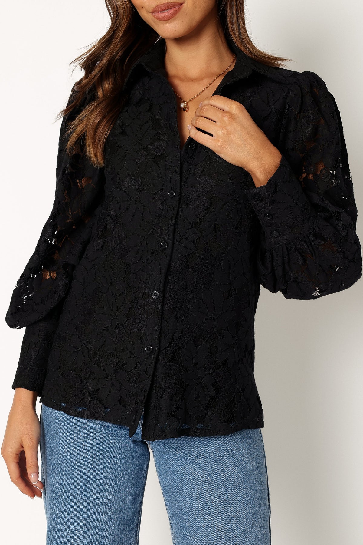 Tadeo Lace Shirt in Black – view 9 of 10