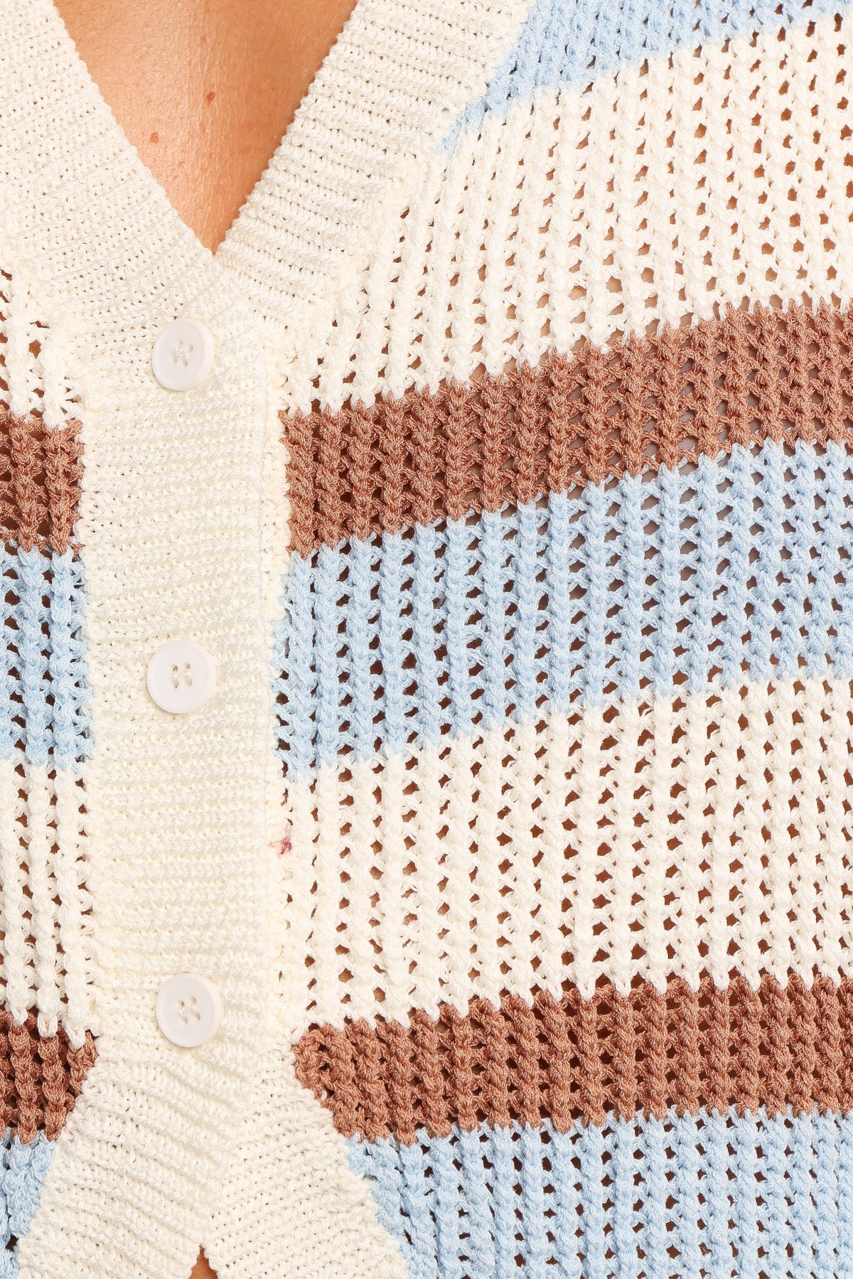 Talia Knit Vest Top in Tan Blue – view 8 of 9
