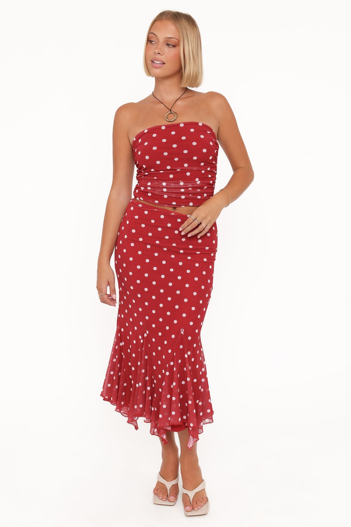 Tullia Strapless Top in Red Polka Dot – view 5 of 6