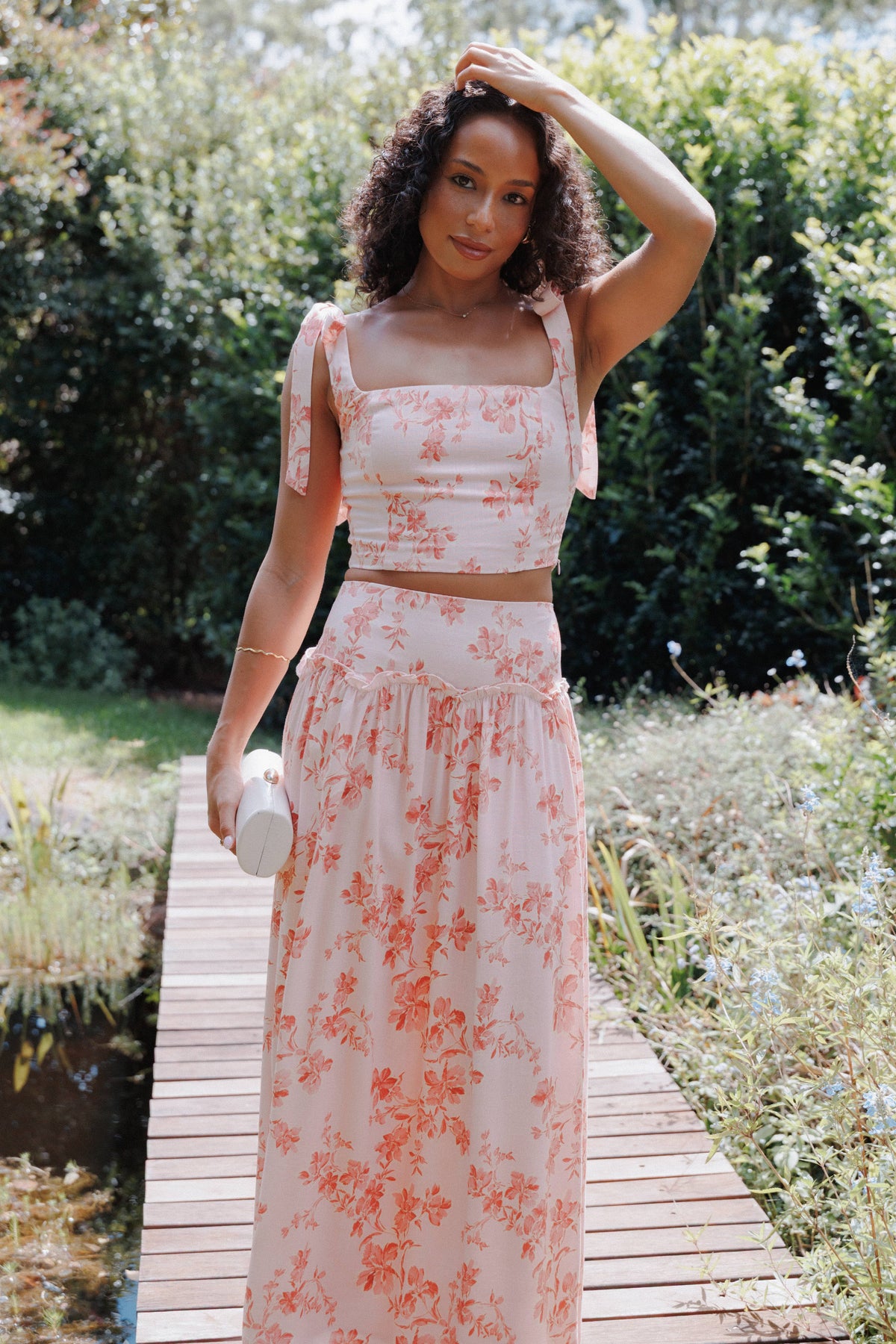 Tyler Tie Shoulder Top in Rose Pink Floral – view 1 of 7