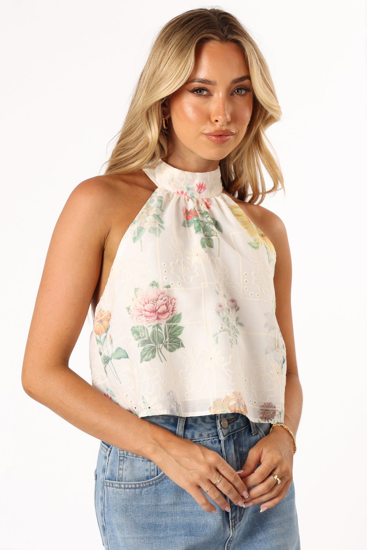 Willa Halterneck Top in White Floral – view 7 of 10