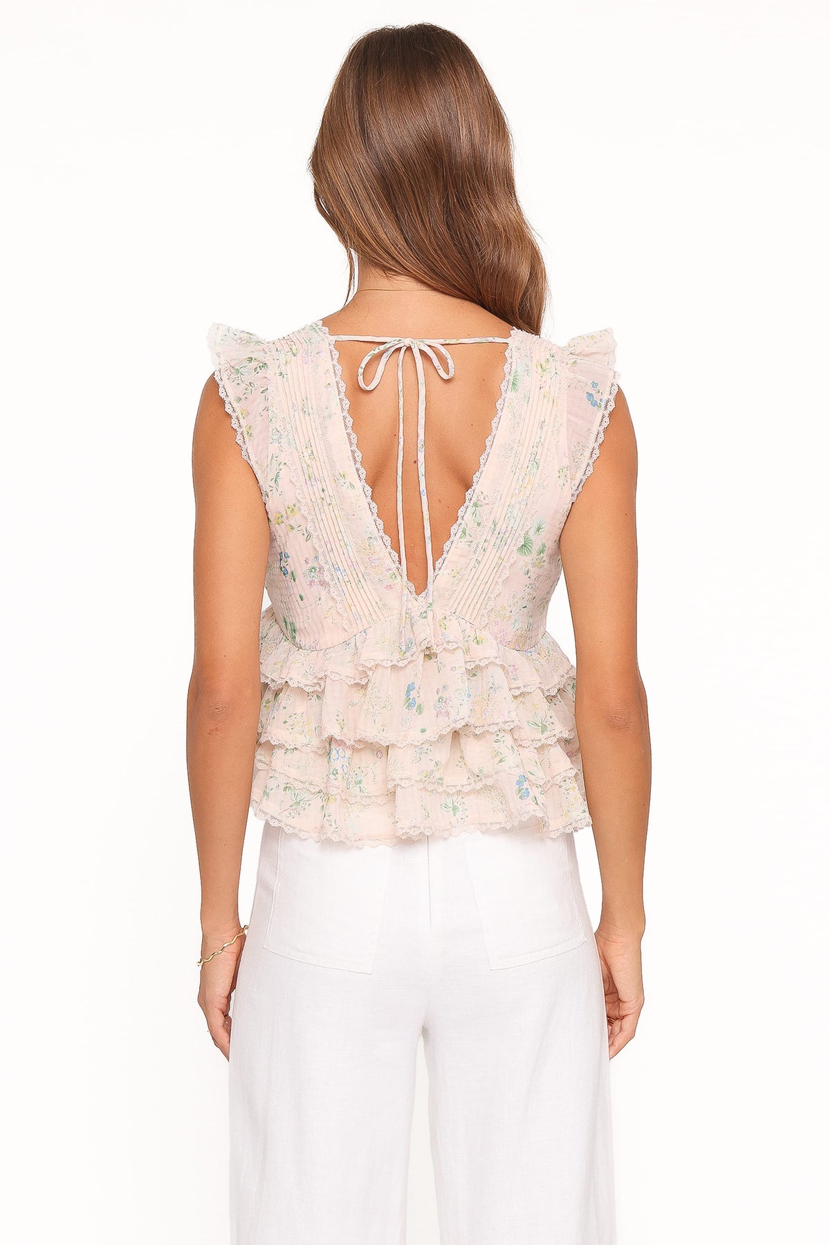 Yana Ruffle Top in Pastel Pink Floral – view 5 of 8
