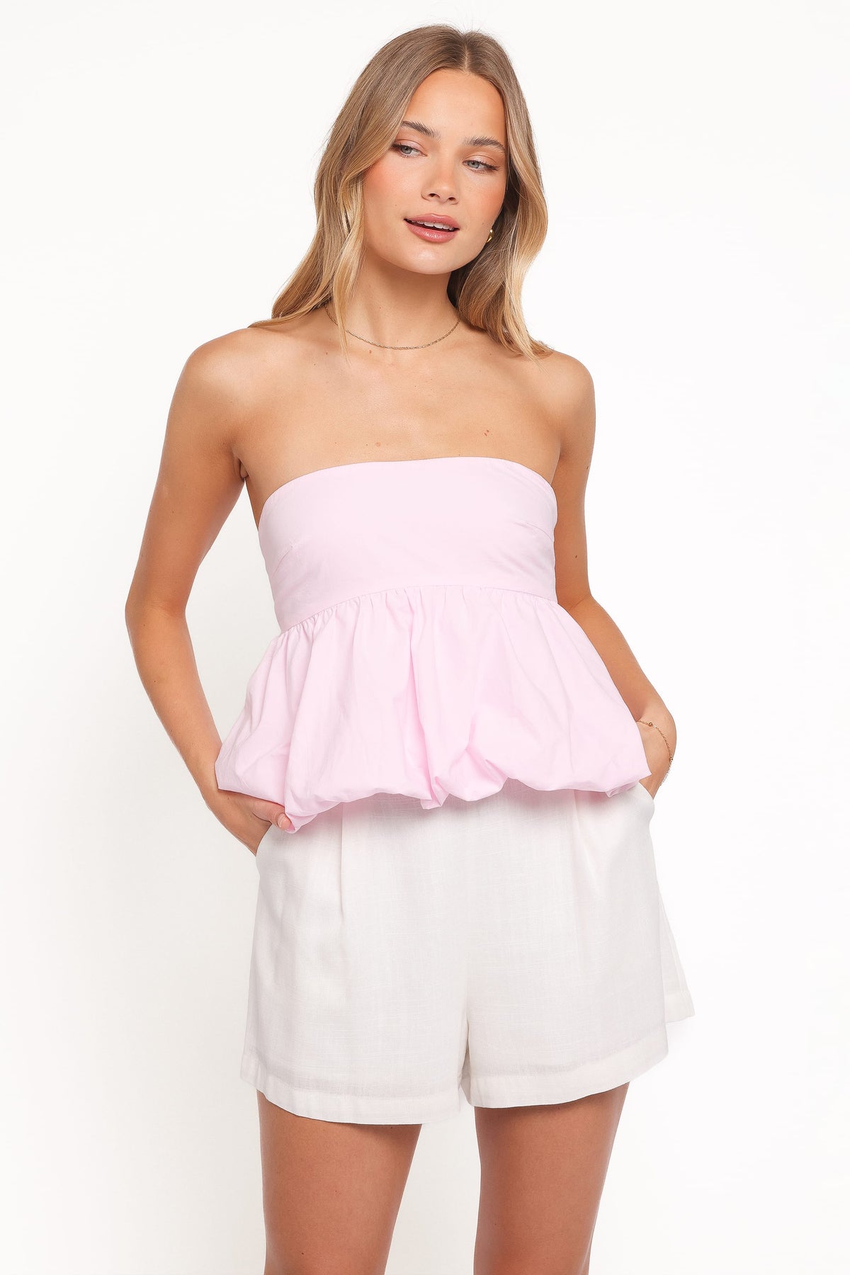 Yvanna Bubble Hem Top in Pink – view 3 of 8