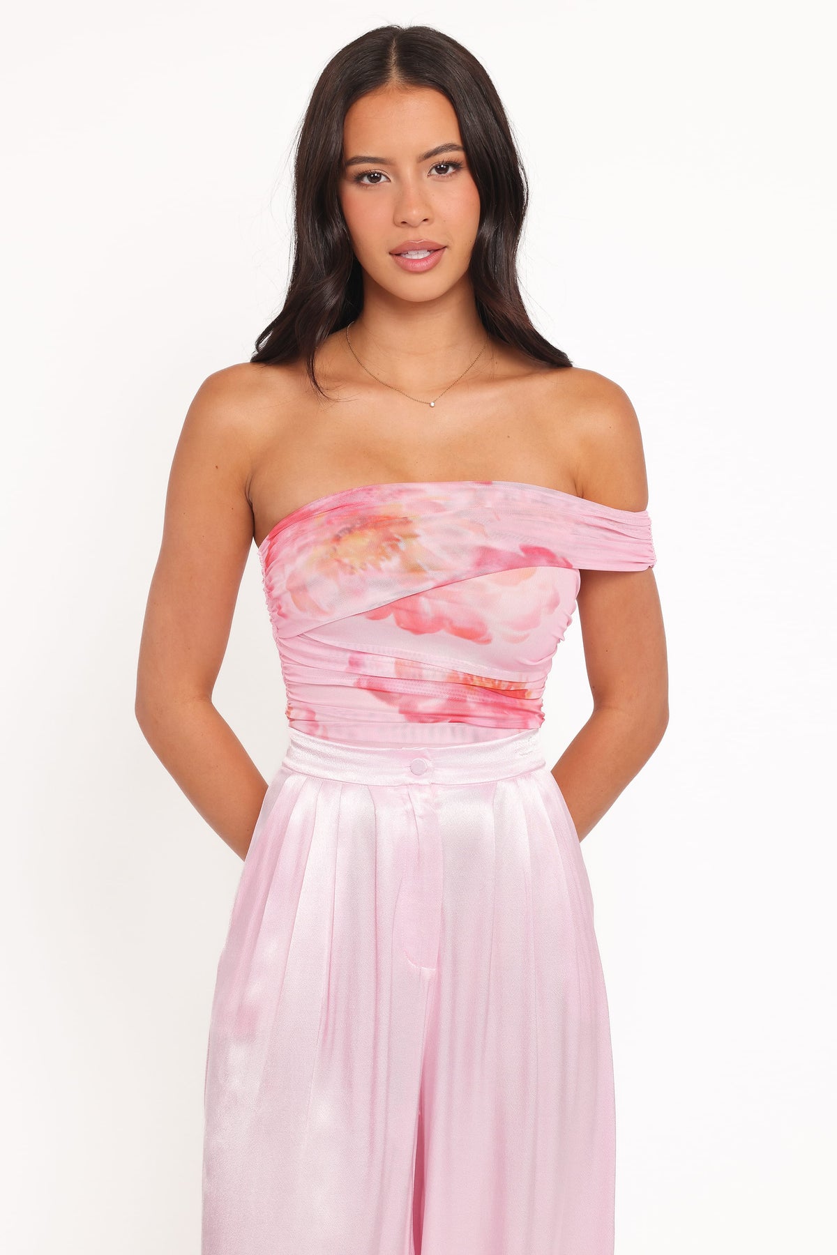 Zachary One Shoulder Top in Pink – view 2 of 8