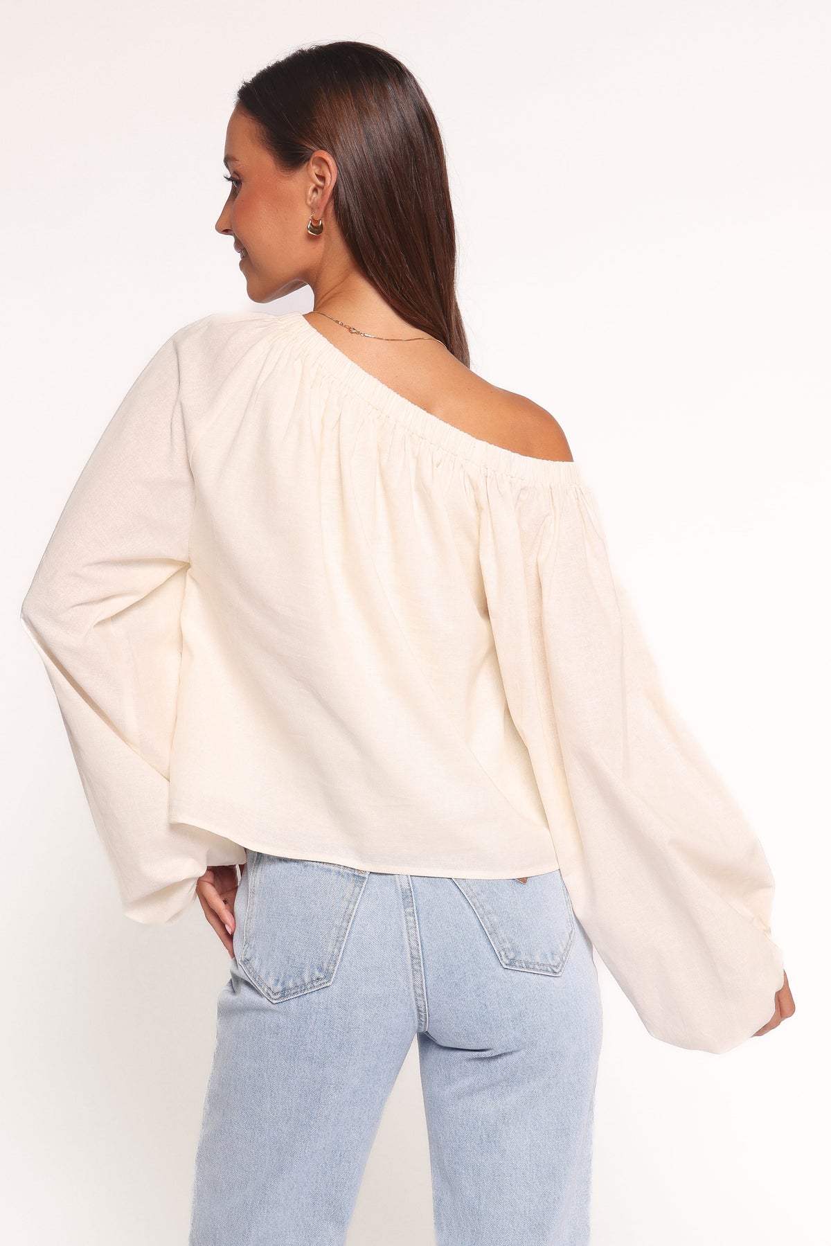 Zion Off Shoulder Long Sleeve Top in Ivory – view 4 of 7