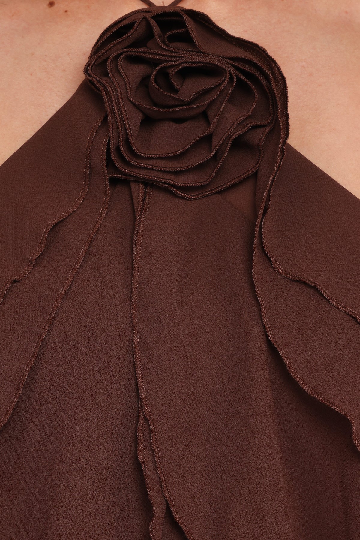 Zorina Halter Neck Chiffon Top in Brown – view 8 of 9