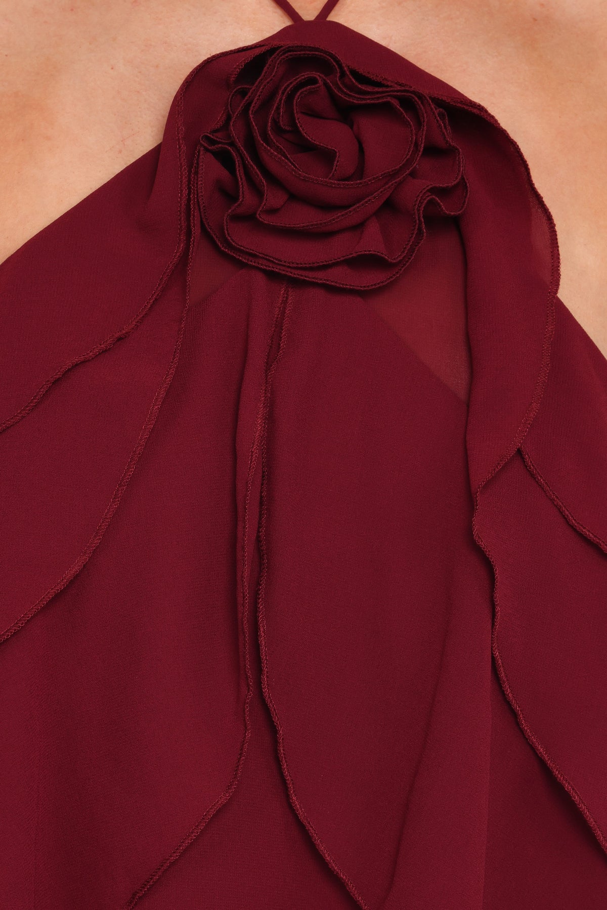 Zorina Halter Neck Chiffon Top in Burgundy – view 6 of 6