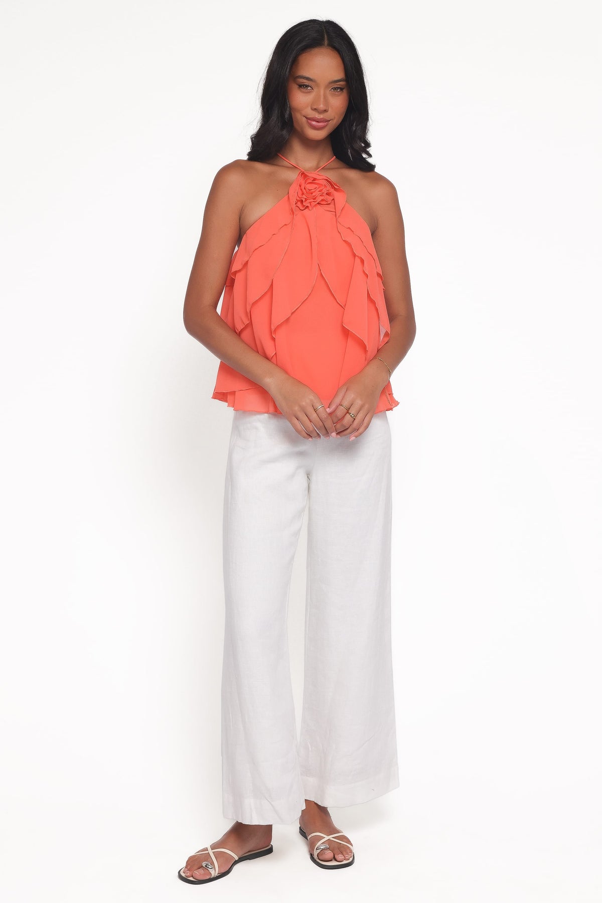 Zorina Halter Neck Chiffon Top in Sherbert – view 7 of 9