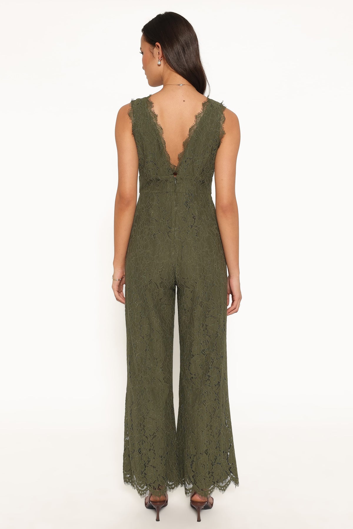 Eloise Lace Jumpsuit in Olive Green – view 4 of 7