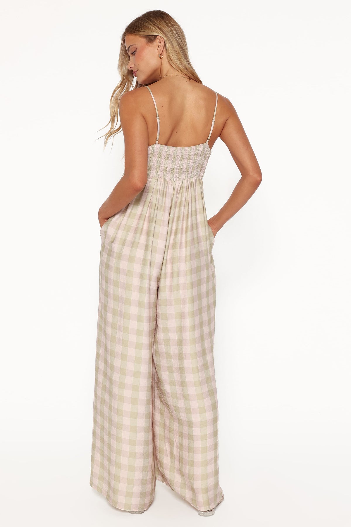 Pricilla Jumpsuit in Green/Pink Gingham – view 5 of 7