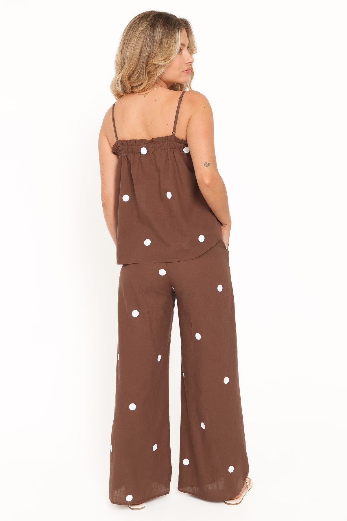 Aerin Pant Set in Chocolate Polka Dot – view 5 of 6