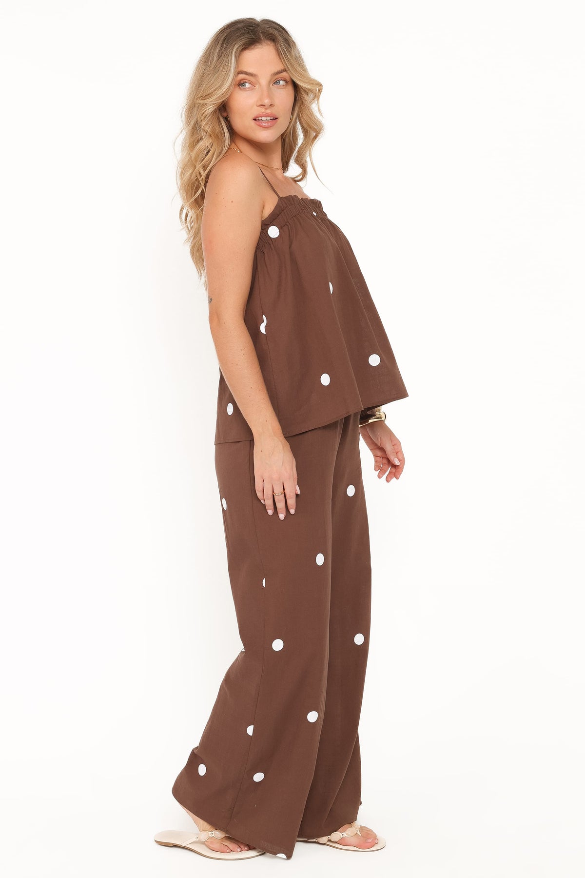 Aerin Pant Set in Chocolate Polka Dot – view 4 of 6