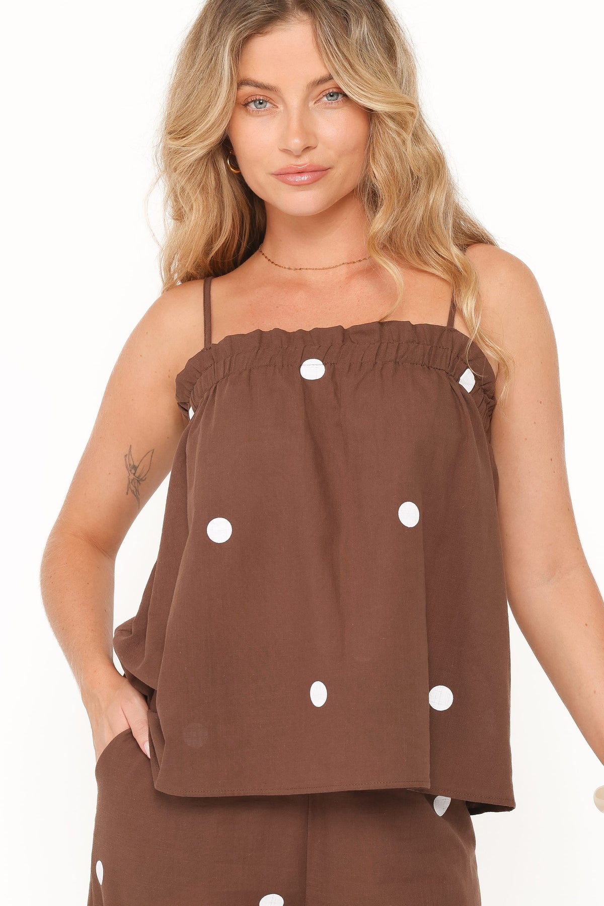 Aerin Pant Set in Chocolate Polka Dot – view 3 of 6