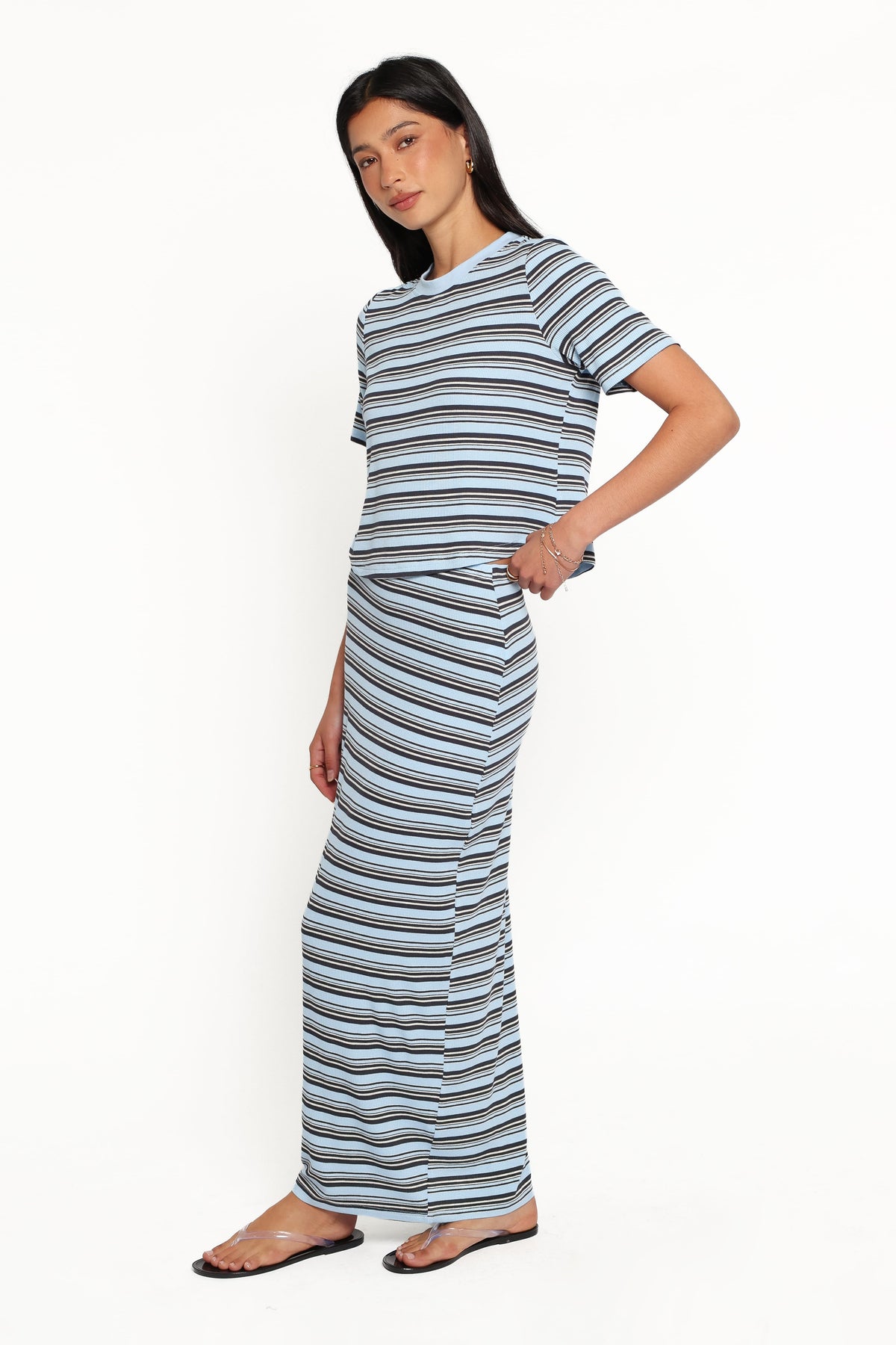 Bene Tee Skirt Set in Blue Stripe – view 4 of 7