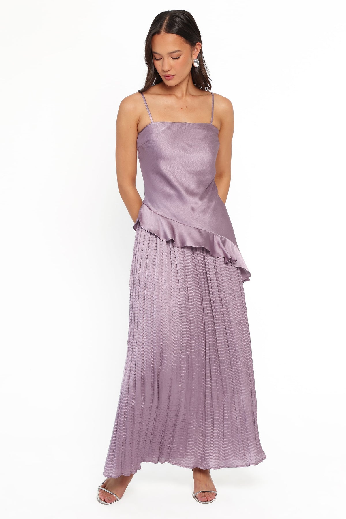 Delvine Asymmetrical Skirt Set in Lilac – view 2 of 8