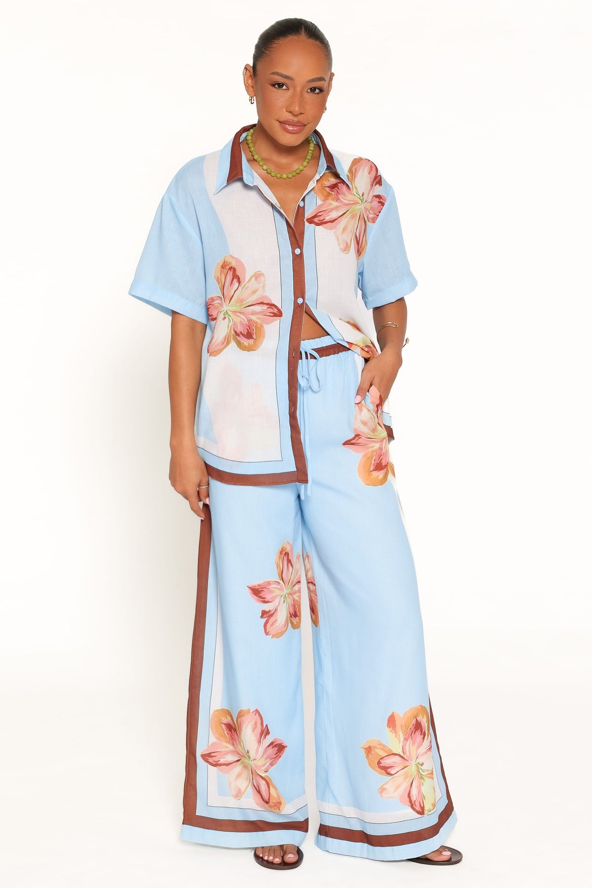 Fawn Pant Set in Brown Floral – view 1 of 7