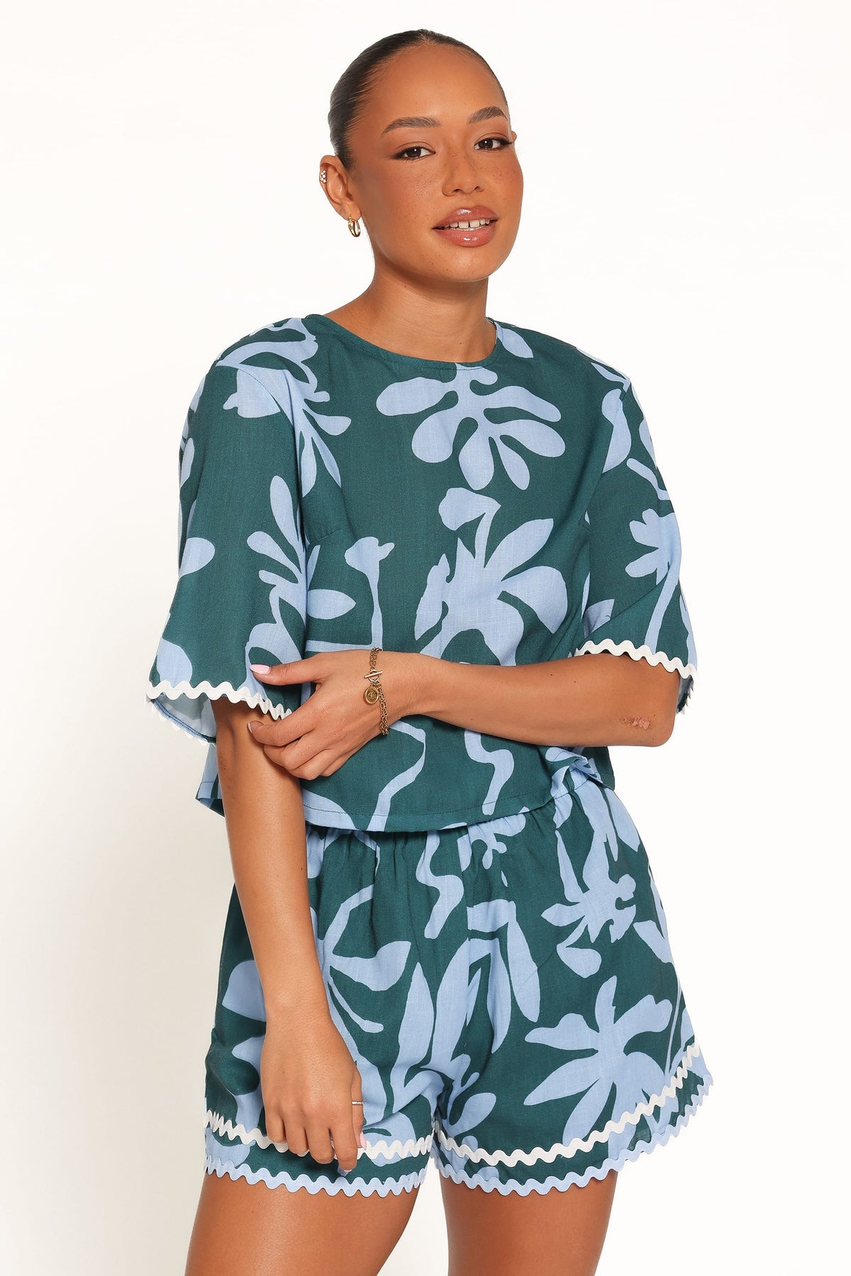 Gaia Short Set in Blue Leaf – view 1 of 7
