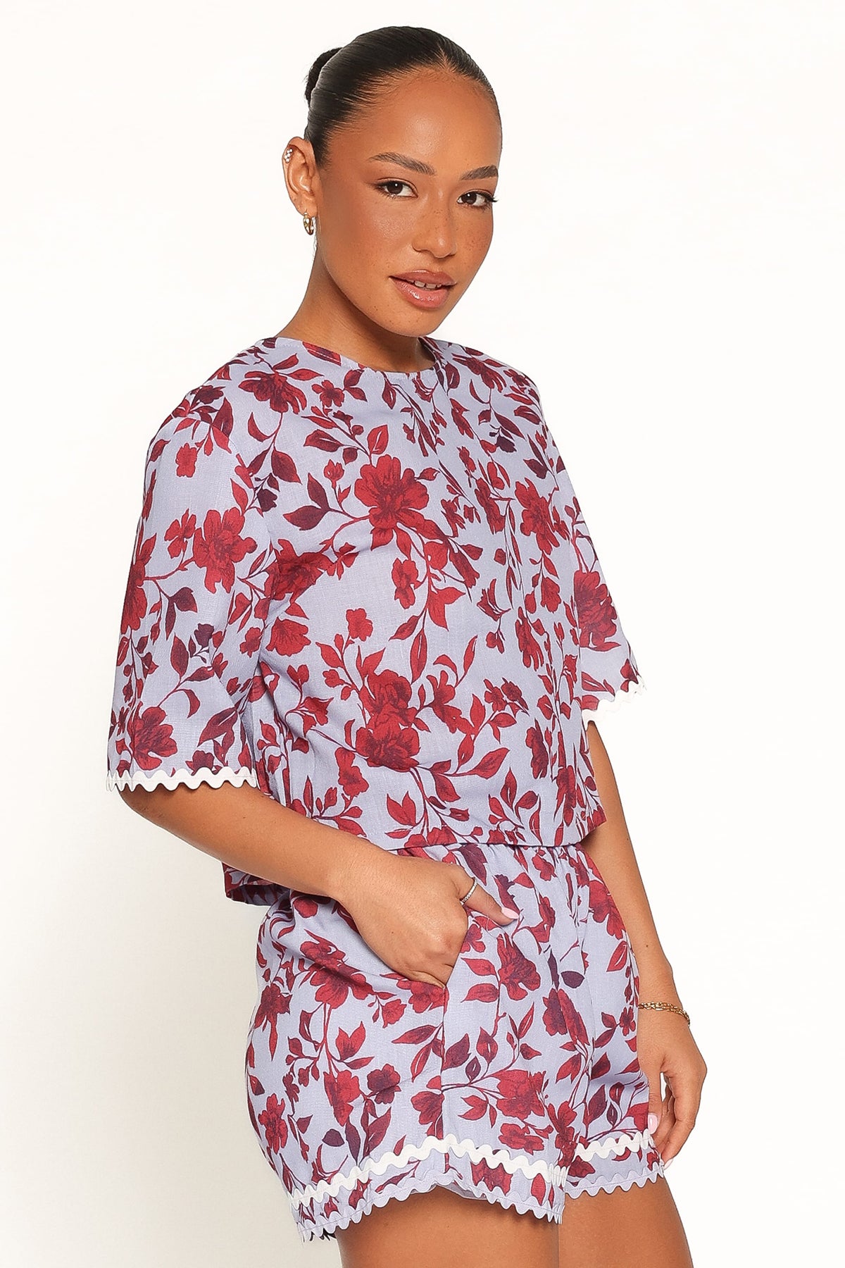 Hilde Short Set in Burgundy Floral – view 3 of 6