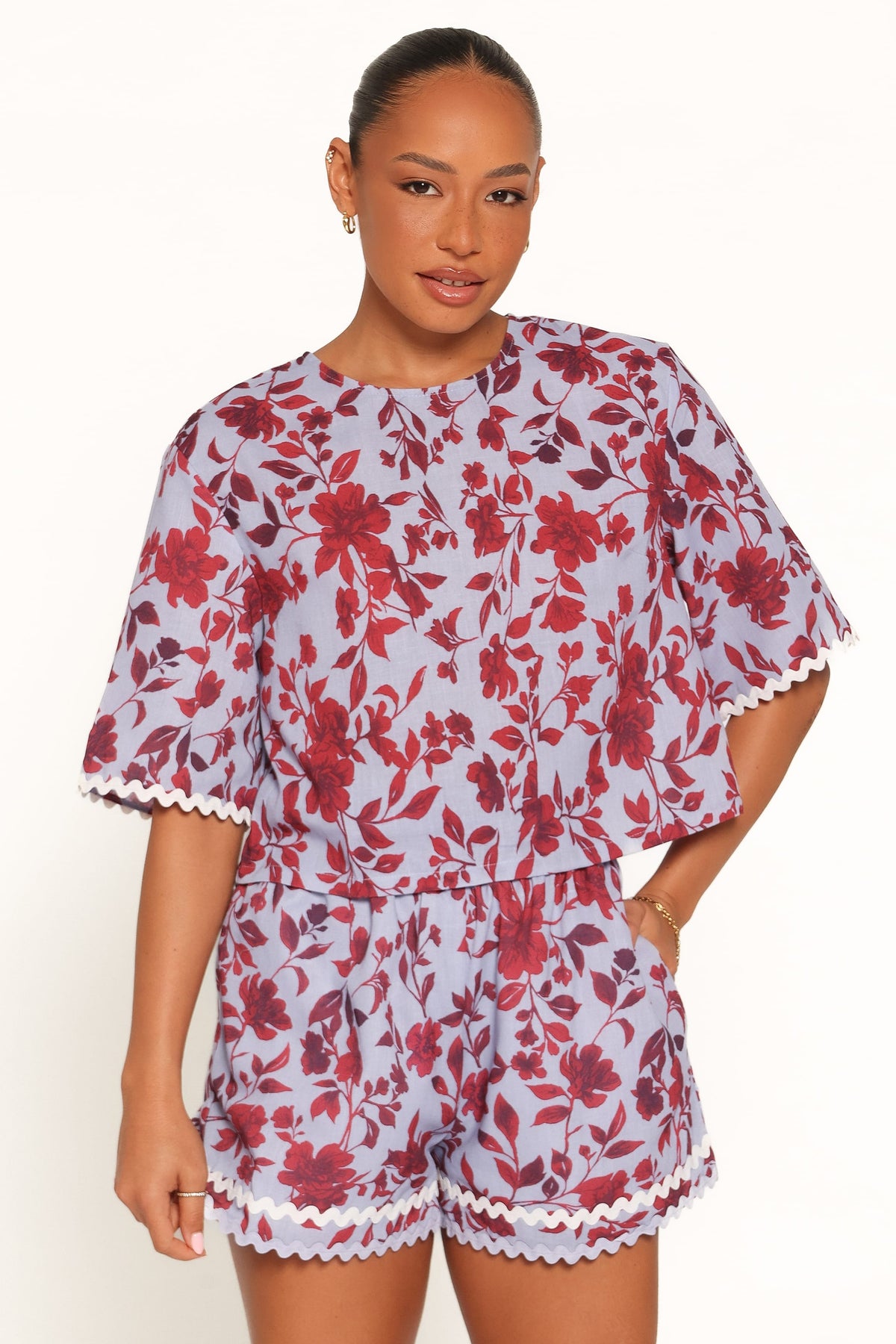 Hilde Short Set in Burgundy Floral – view 1 of 6