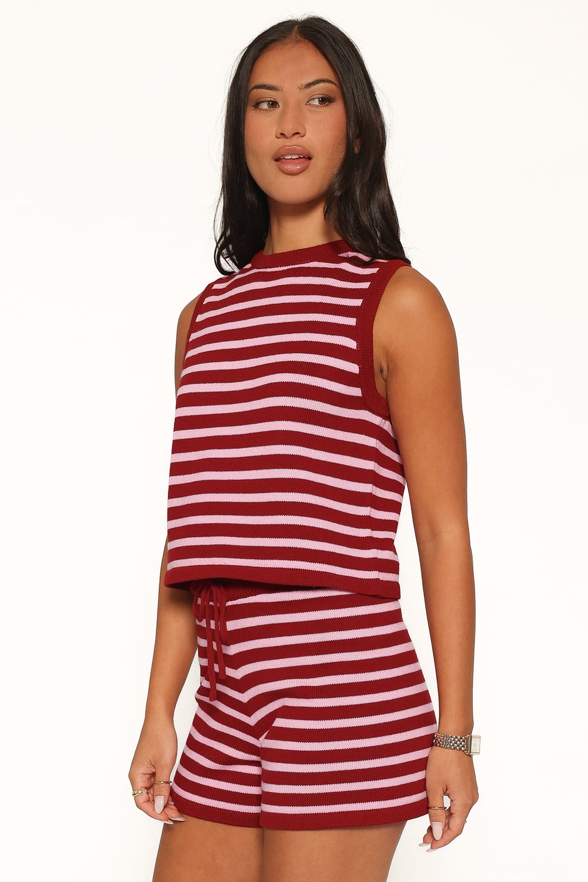 Ilona Knit Set in Burg/Pink Stripe – view 4 of 8