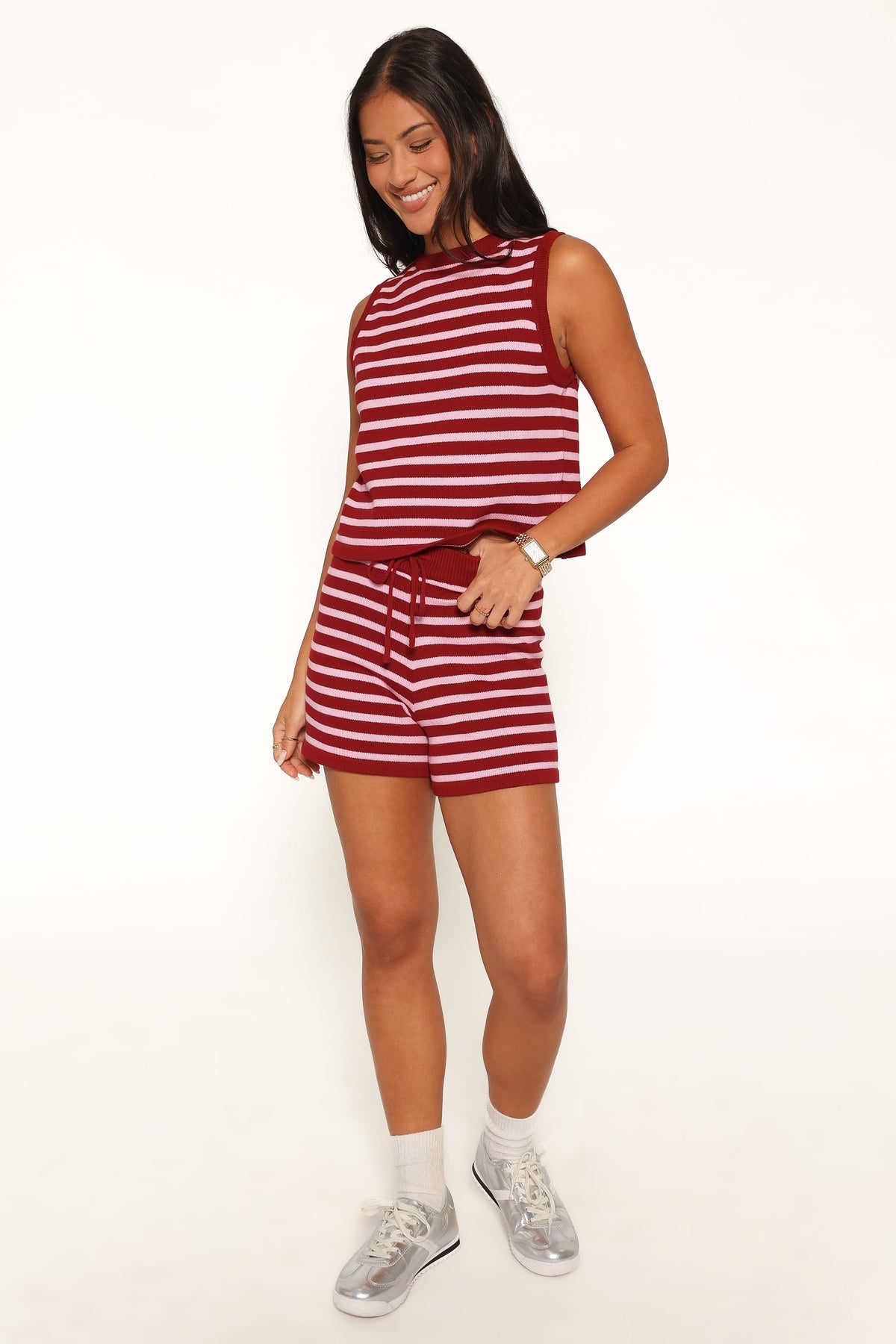 Ilona Knit Set in Burg/Pink Stripe – view 6 of 8
