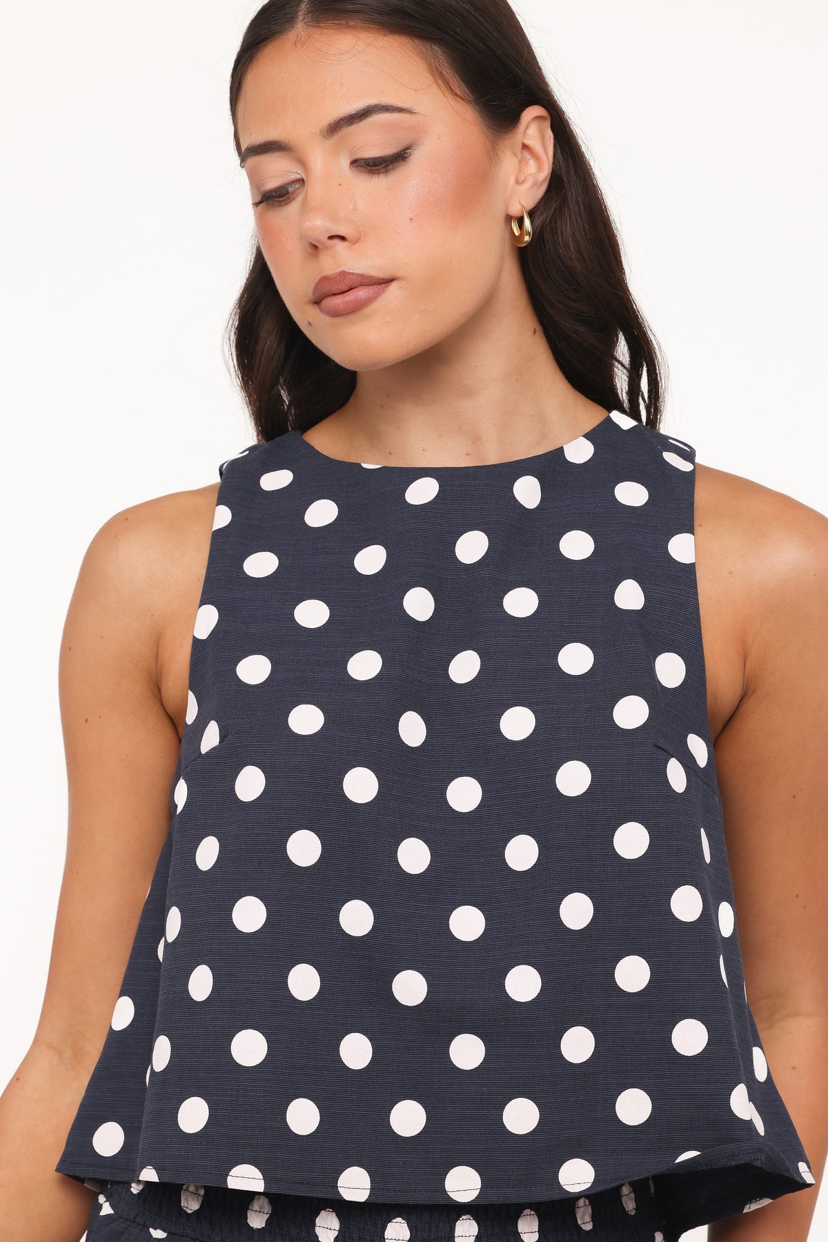 Jillian Smocked Pant Set in Navy Polka Dot – view 3 of 8