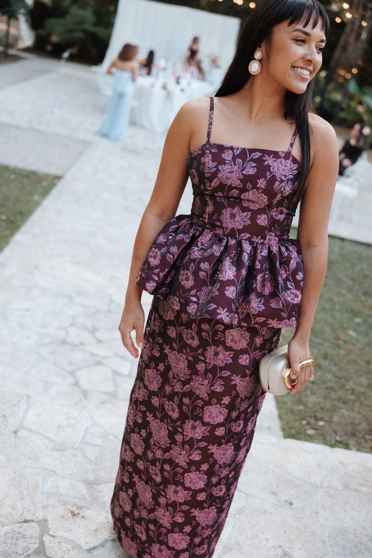 Allegro Peplum Top in Plum Brocade – view 7 of 7