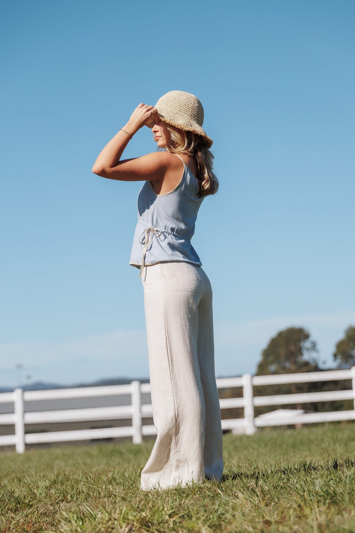 Bettie Top in Light Blue Linen – view 9 of 9