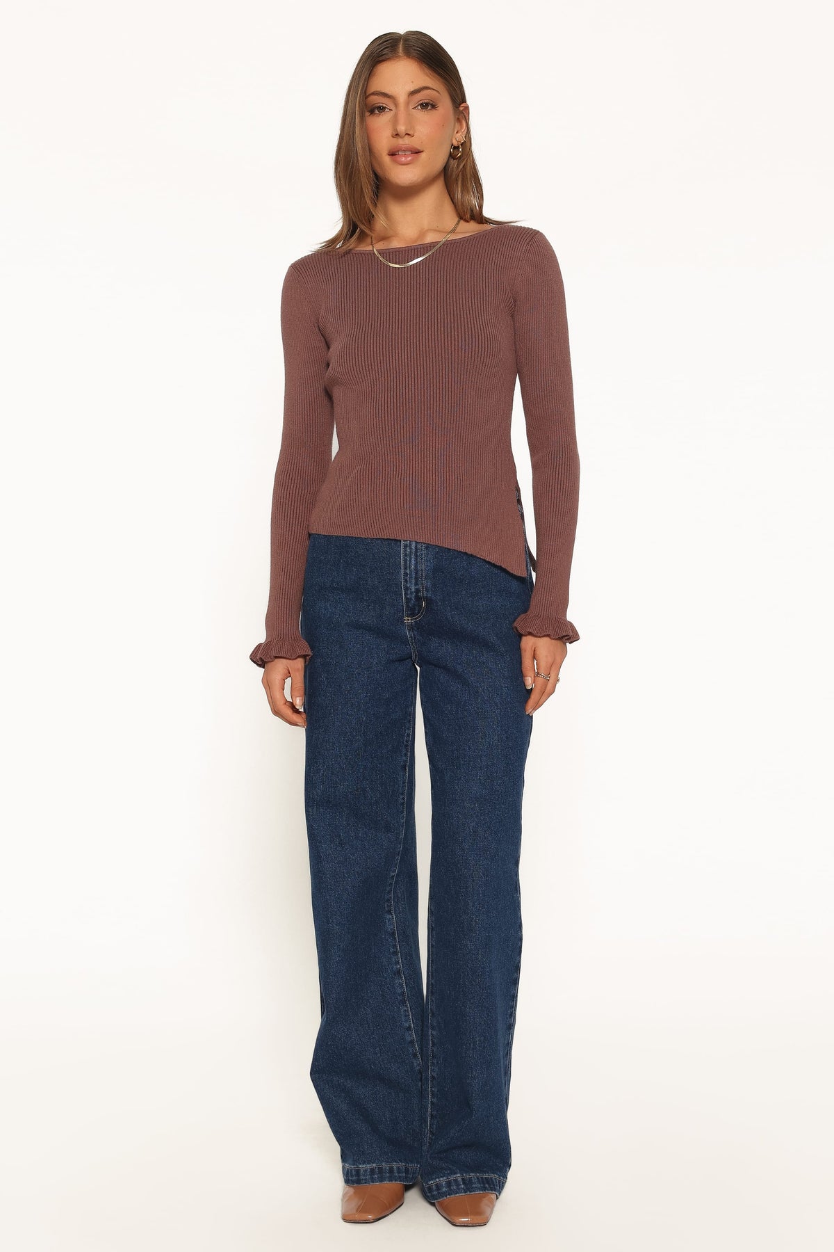 Fiana Knitted Top in Brown – view 5 of 6