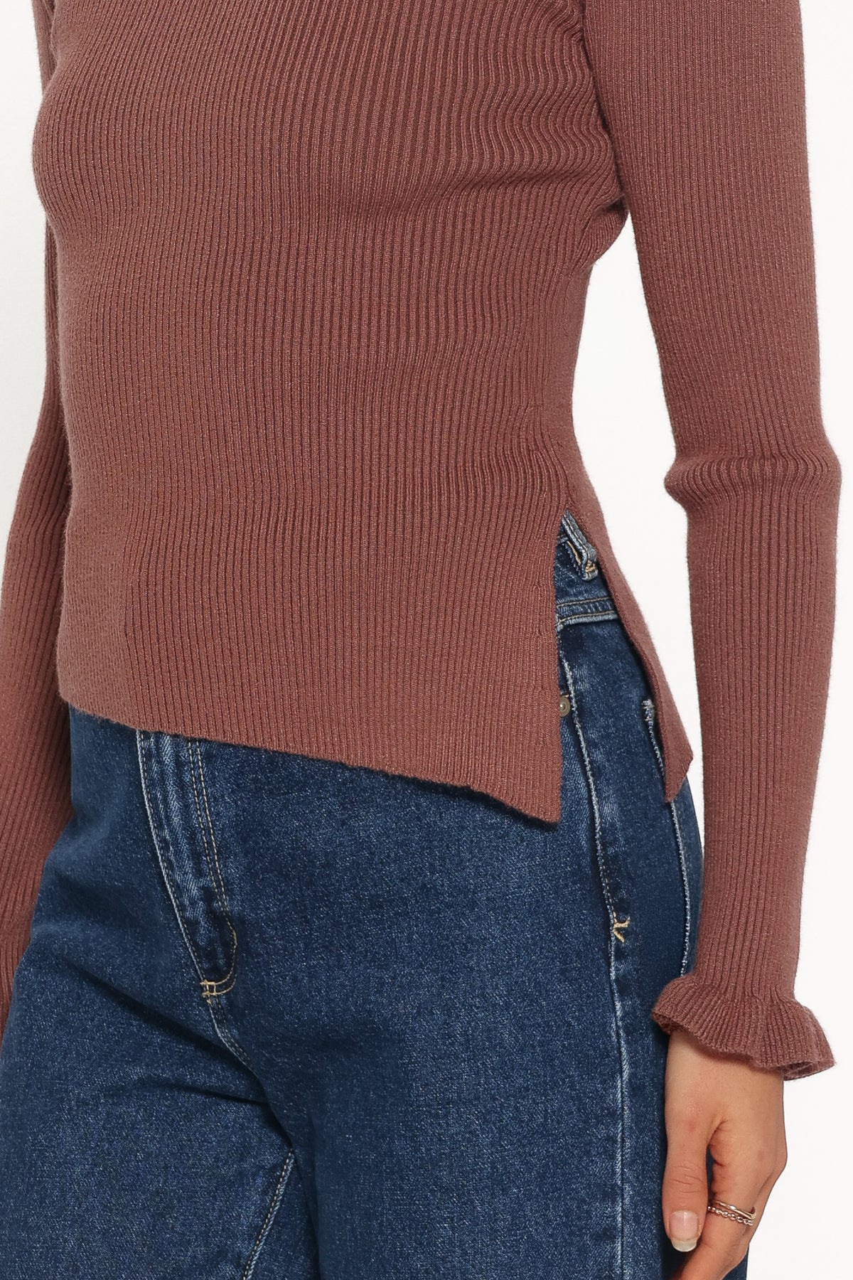 Fiana Knitted Top in Brown – view 2 of 6