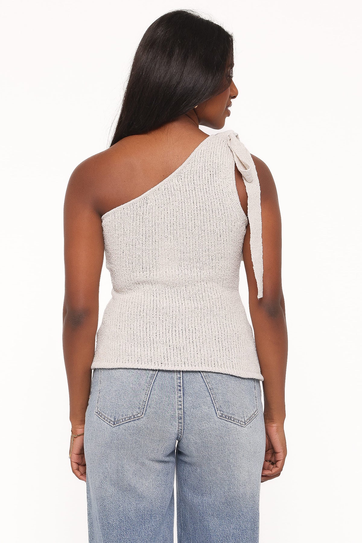 Jutta One Shoulder Knit Top in Beige – view 5 of 8