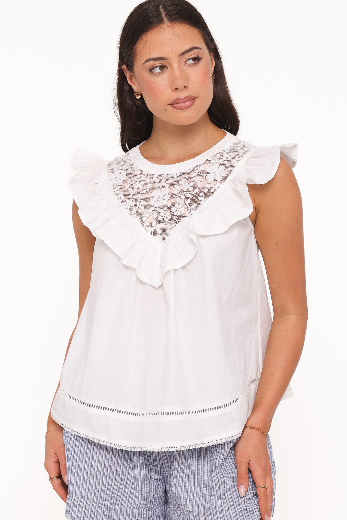 Kiran Ruffle Top in White – view 3 of 8