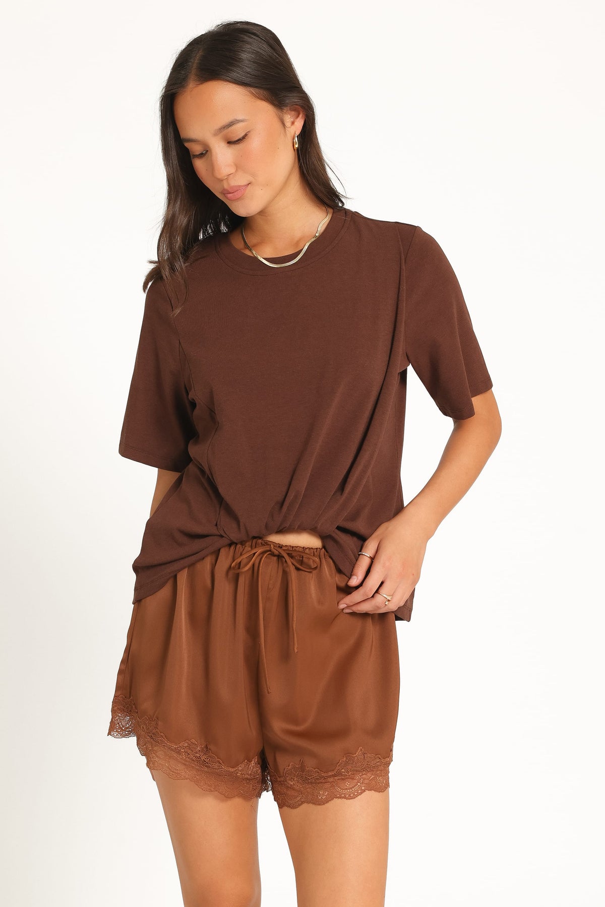 Landon Knit Top in Chocolate – view 2 of 7