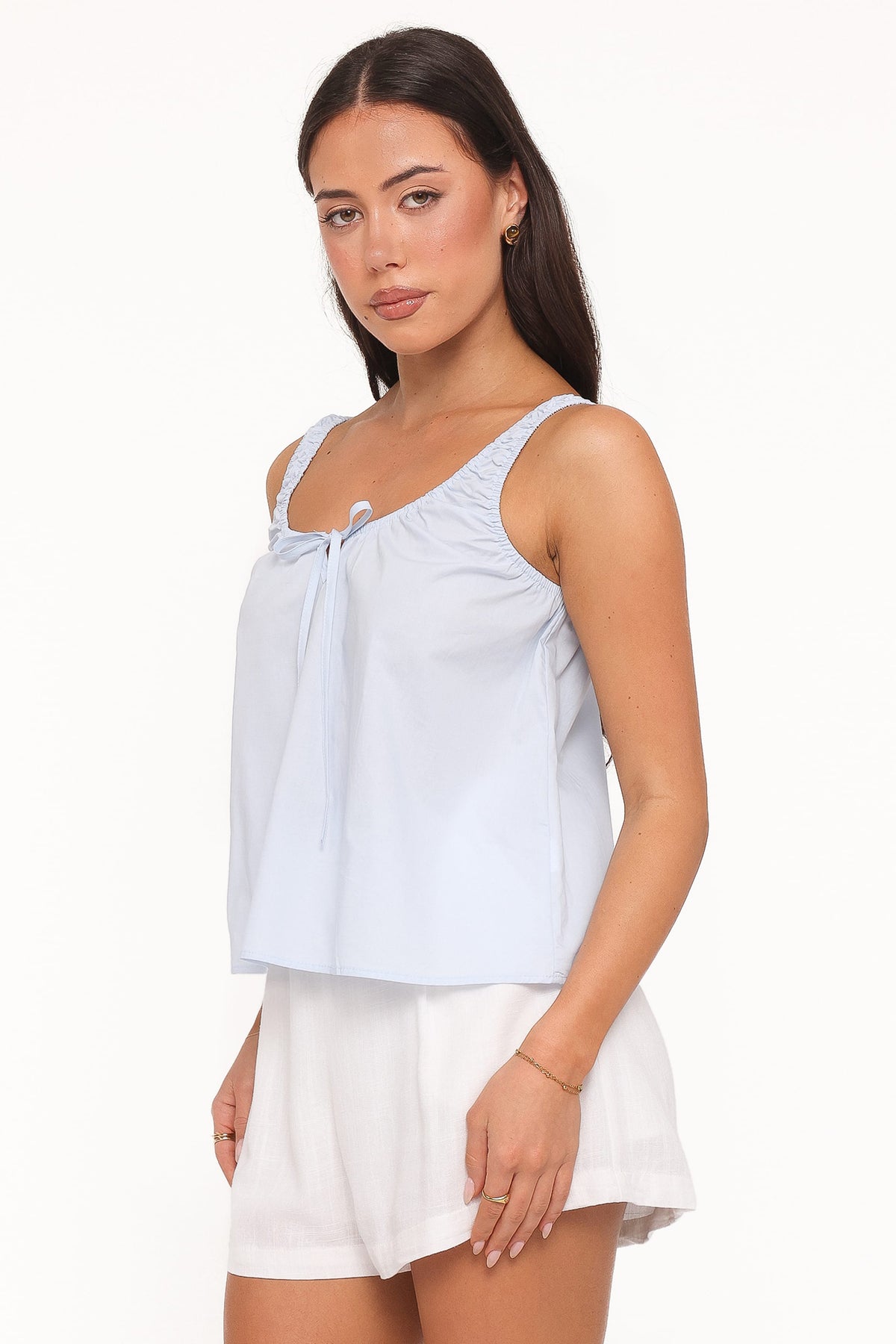 Lawrence Tie Scoop Top in Light Blue – view 3 of 6