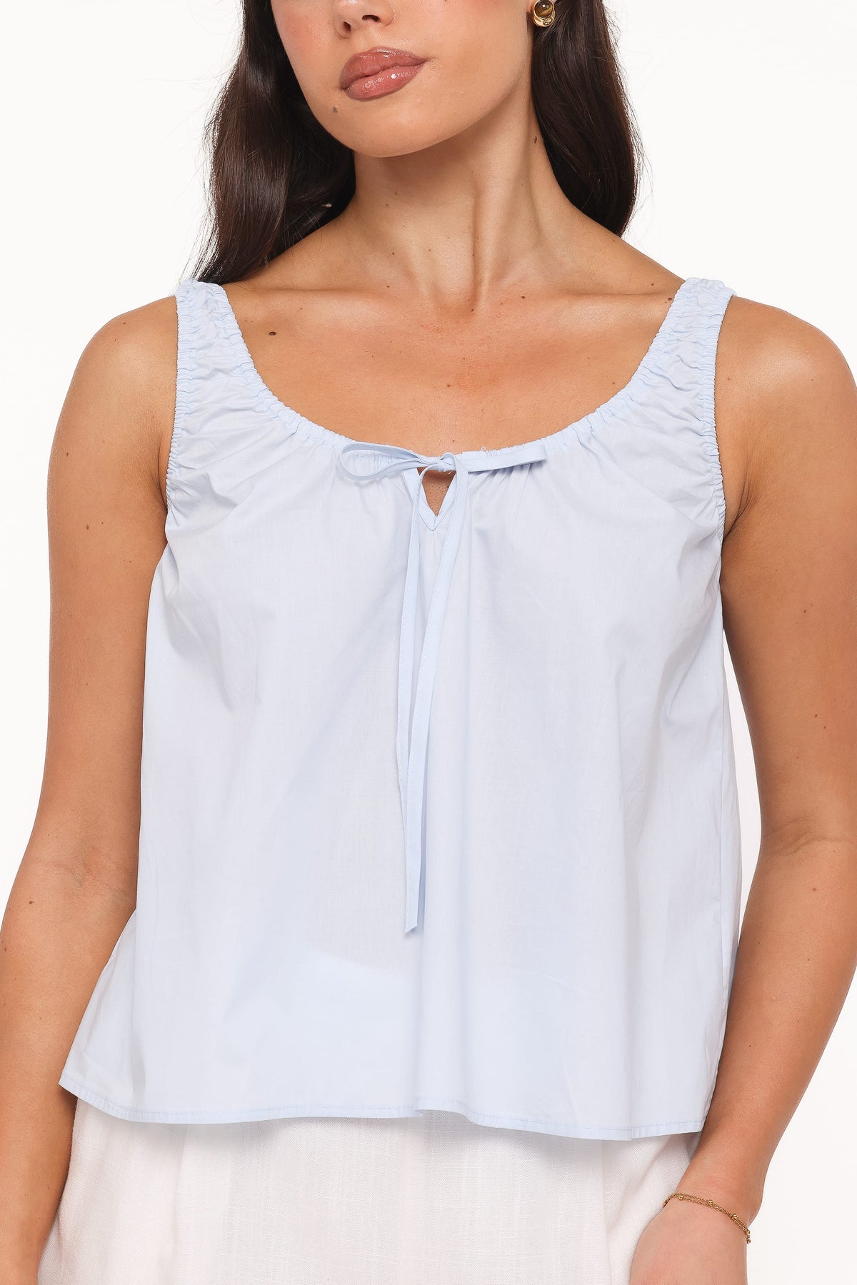 Lawrence Tie Scoop Top in Light Blue – view 2 of 6