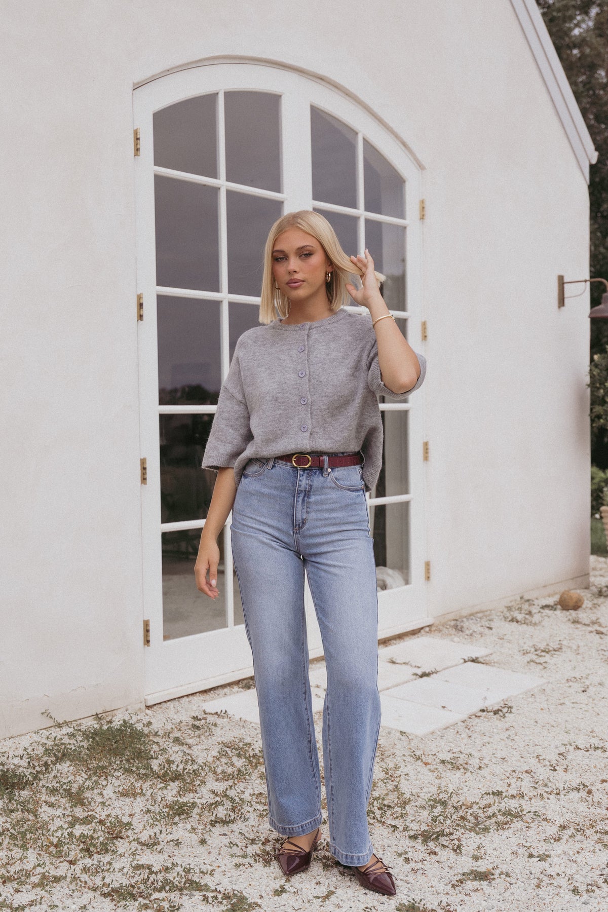 Lilith Knit Top in Grey – view 1 of 7