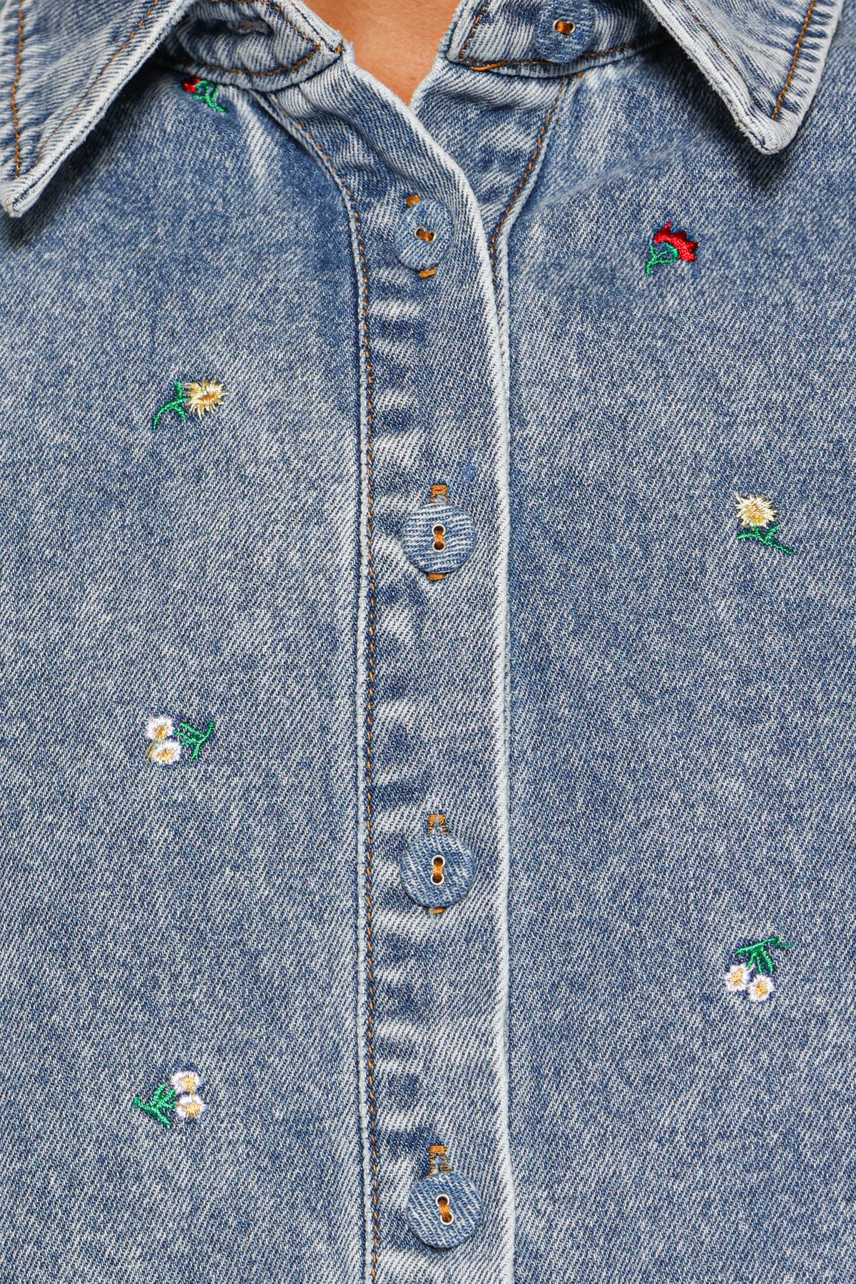 Nerys Embroidered Shirt in Medium Wash – view 6 of 6