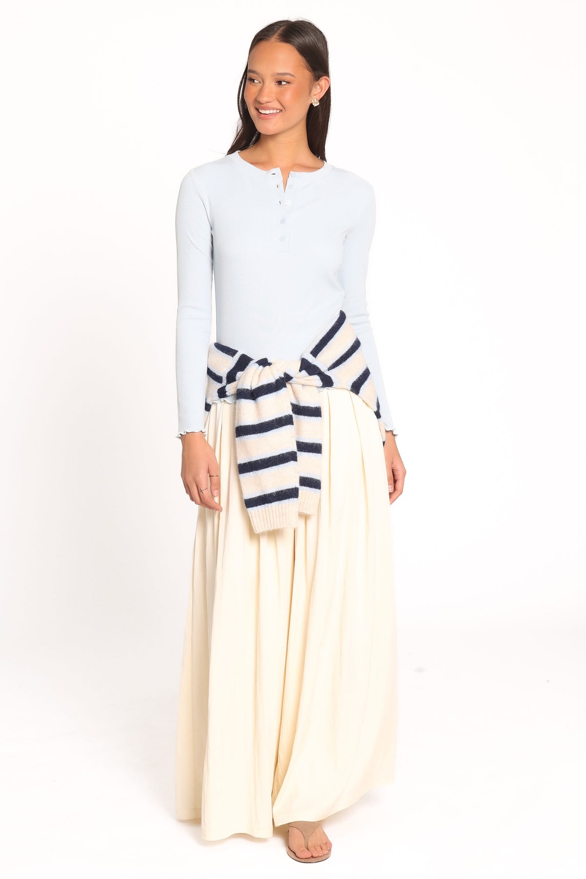 Nicoletta Henley Top in Pale Blue – view 1 of 5
