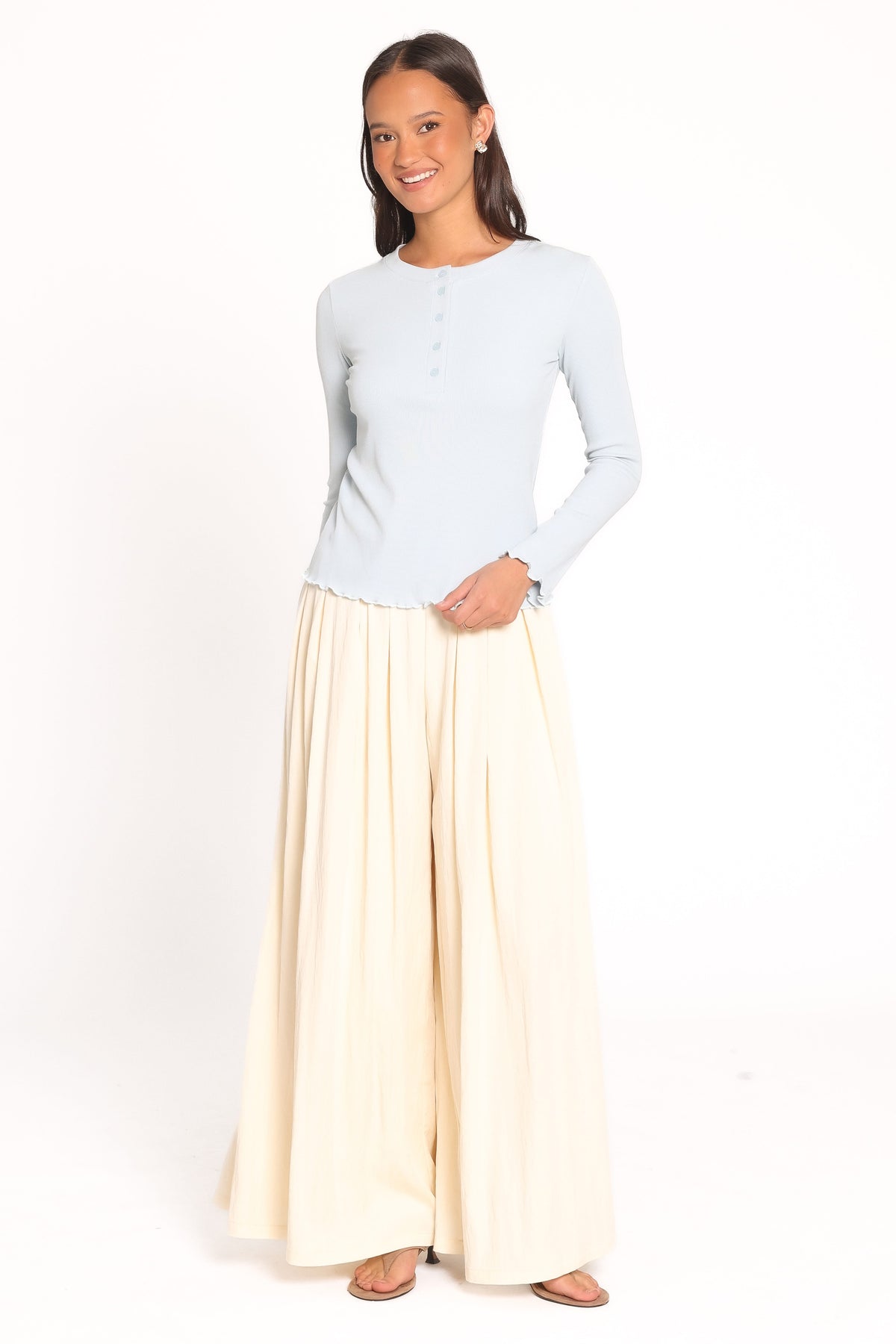 Nicoletta Henley Top in Pale Blue – view 4 of 5