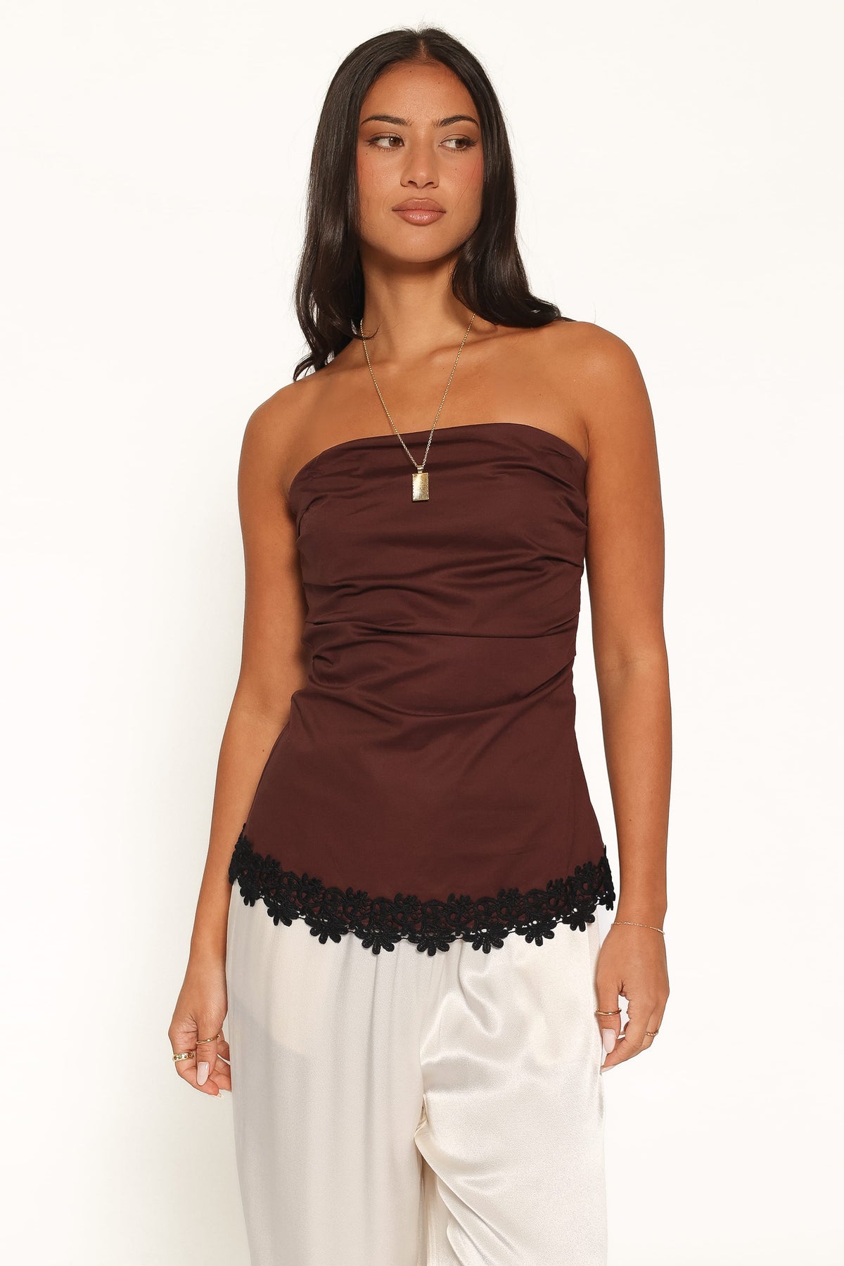 Shiloh Strapless Top in Chocolate – view 1 of 6