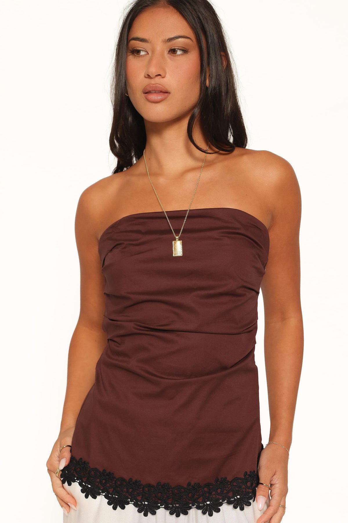 Shiloh Strapless Top in Chocolate – view 2 of 6