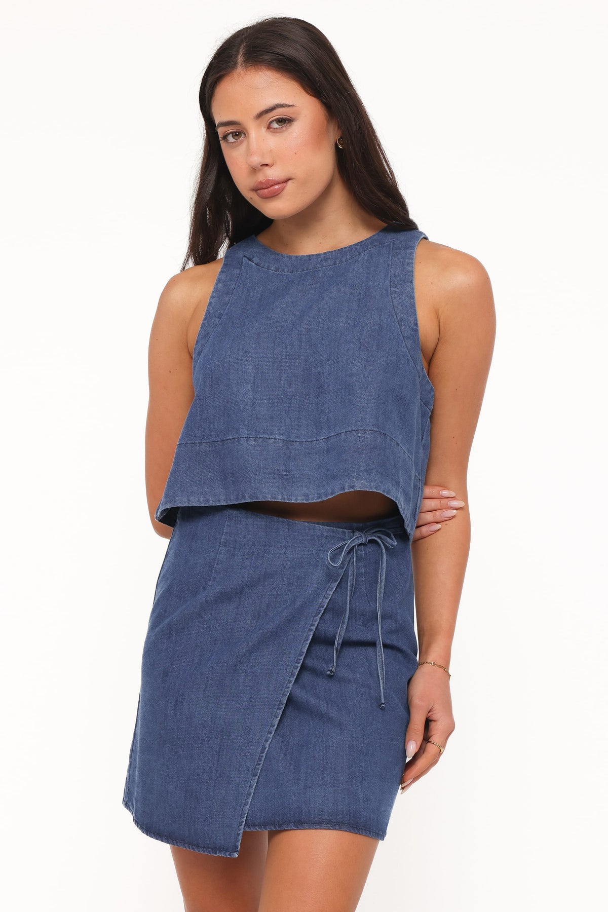 Siena Top in Medium Wash Denim – view 1 of 6