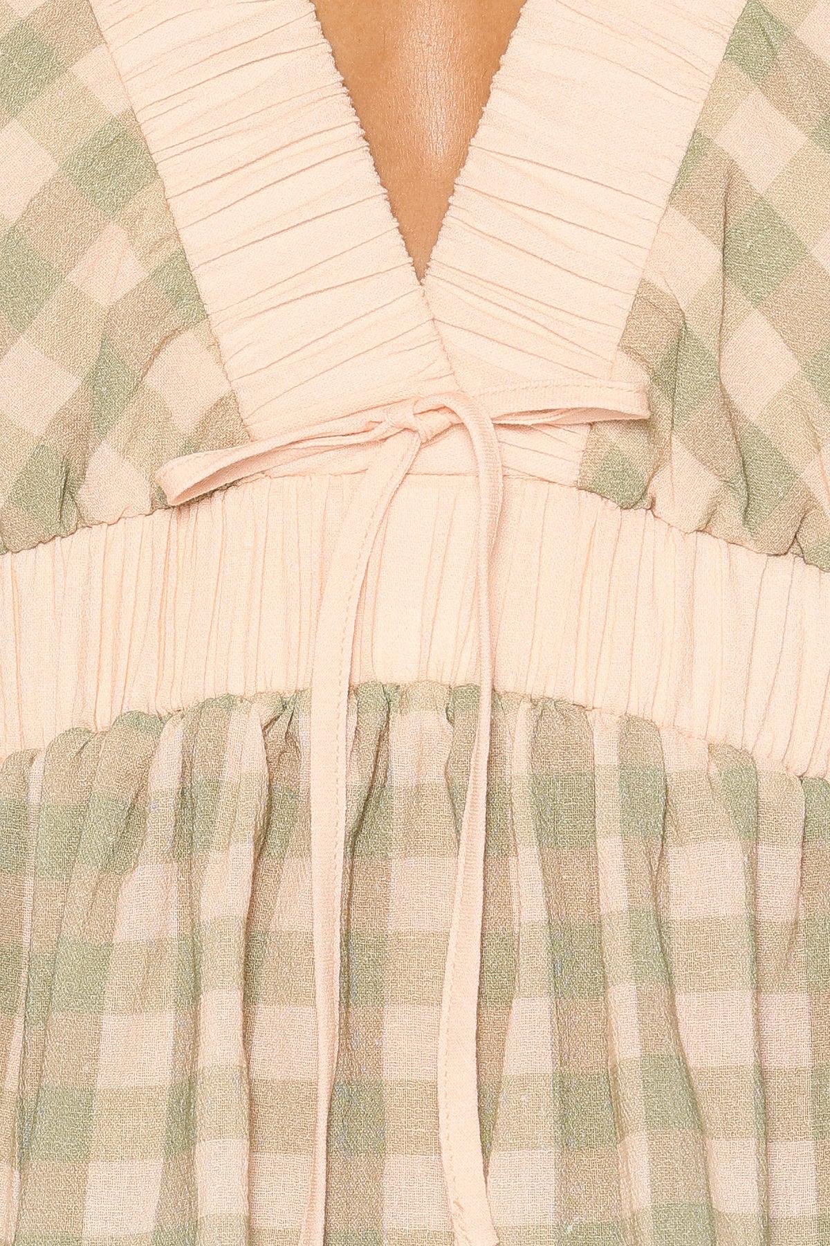 Solace Peplum Top in Green/Pink Gingham – view 7 of 8