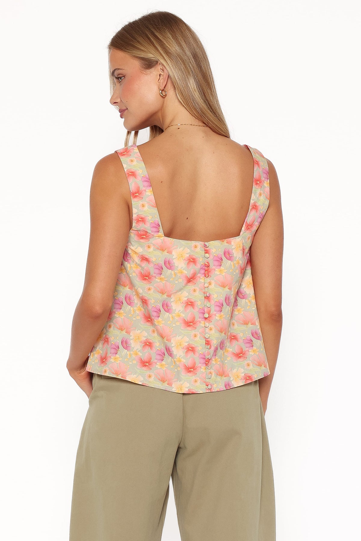 Talyn Button Back Top in Sage Wildflower – view 5 of 8