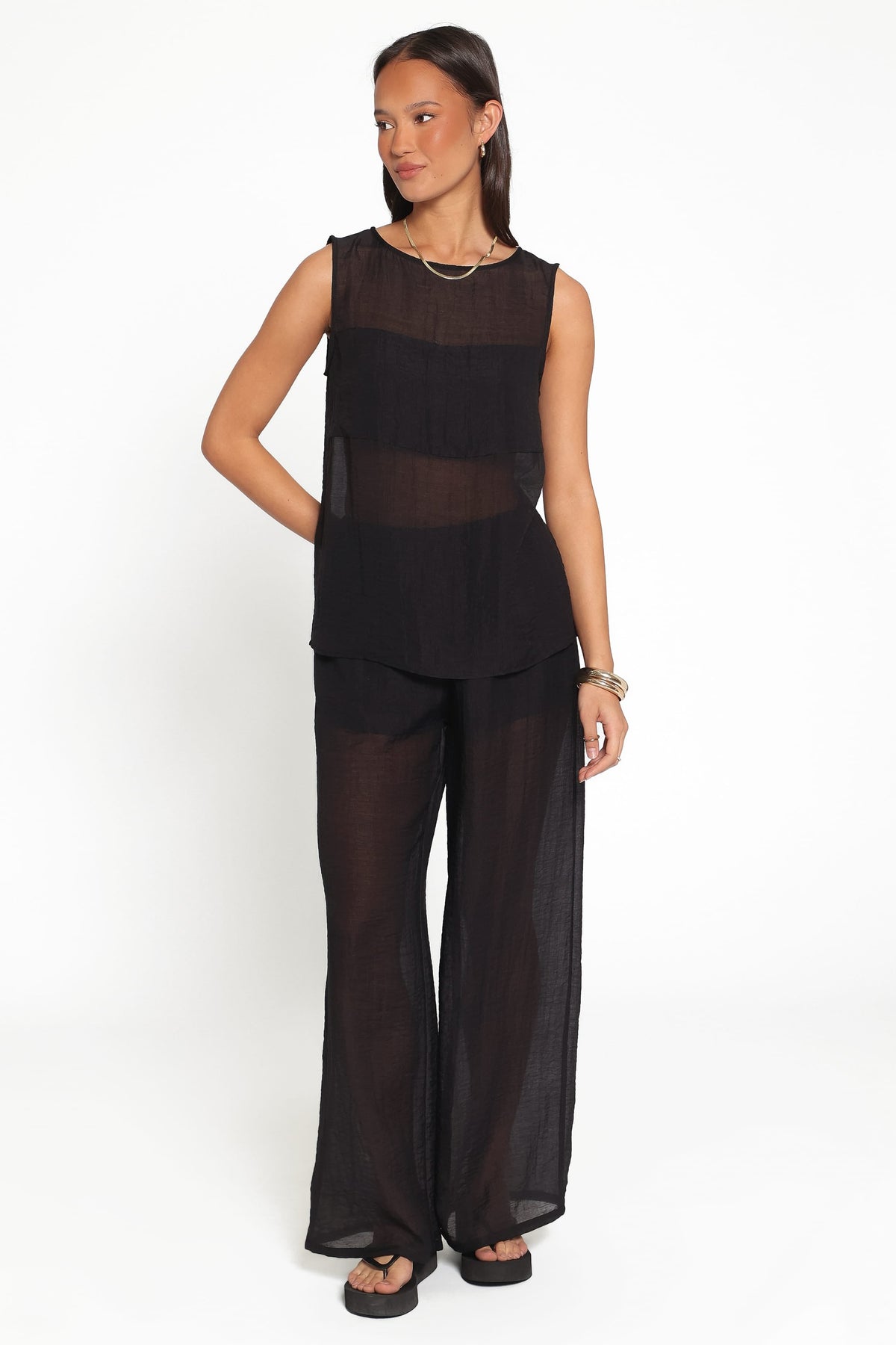 Vayla Sheer Panel Top in Black – view 5 of 6