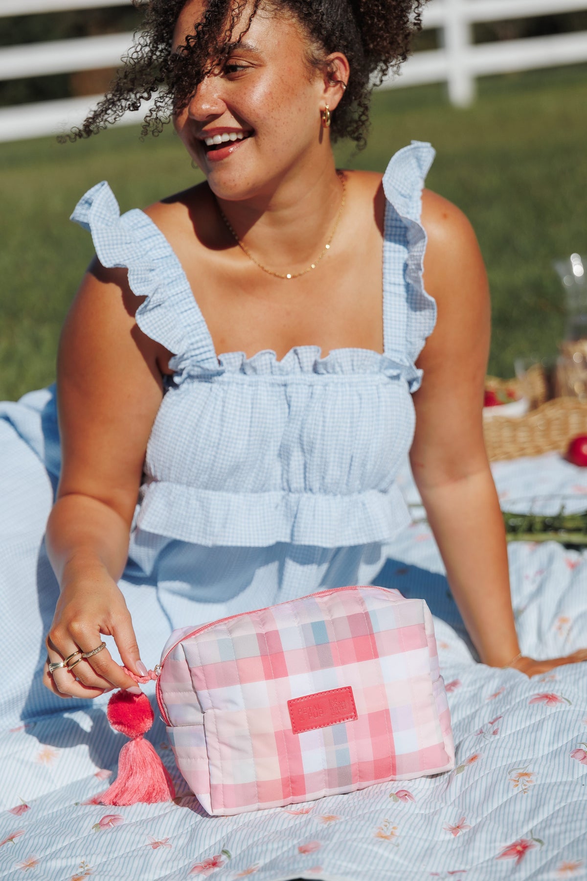 Cosmetic Case in Pink Picnic Plaid – view 7 of 7