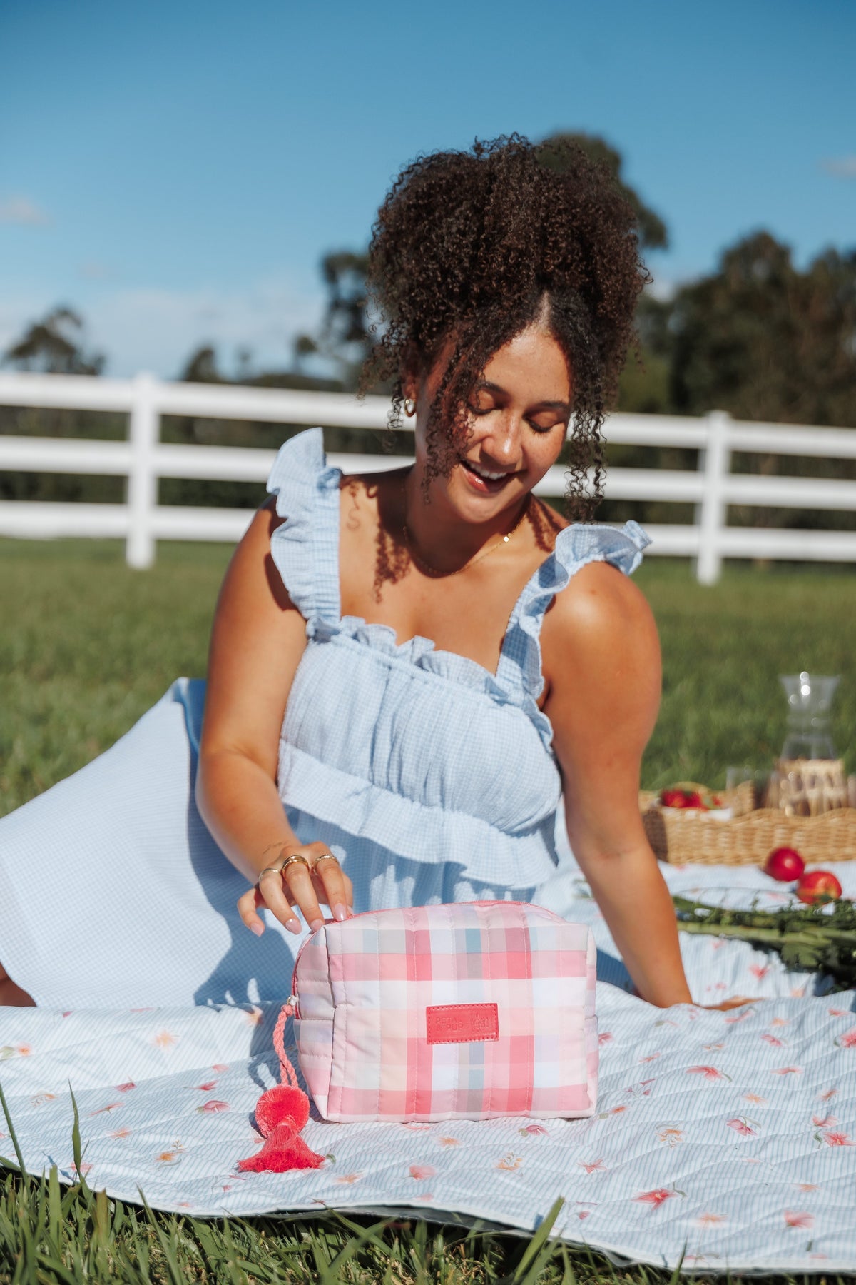 Cosmetic Case in Pink Picnic Plaid – view 1 of 7