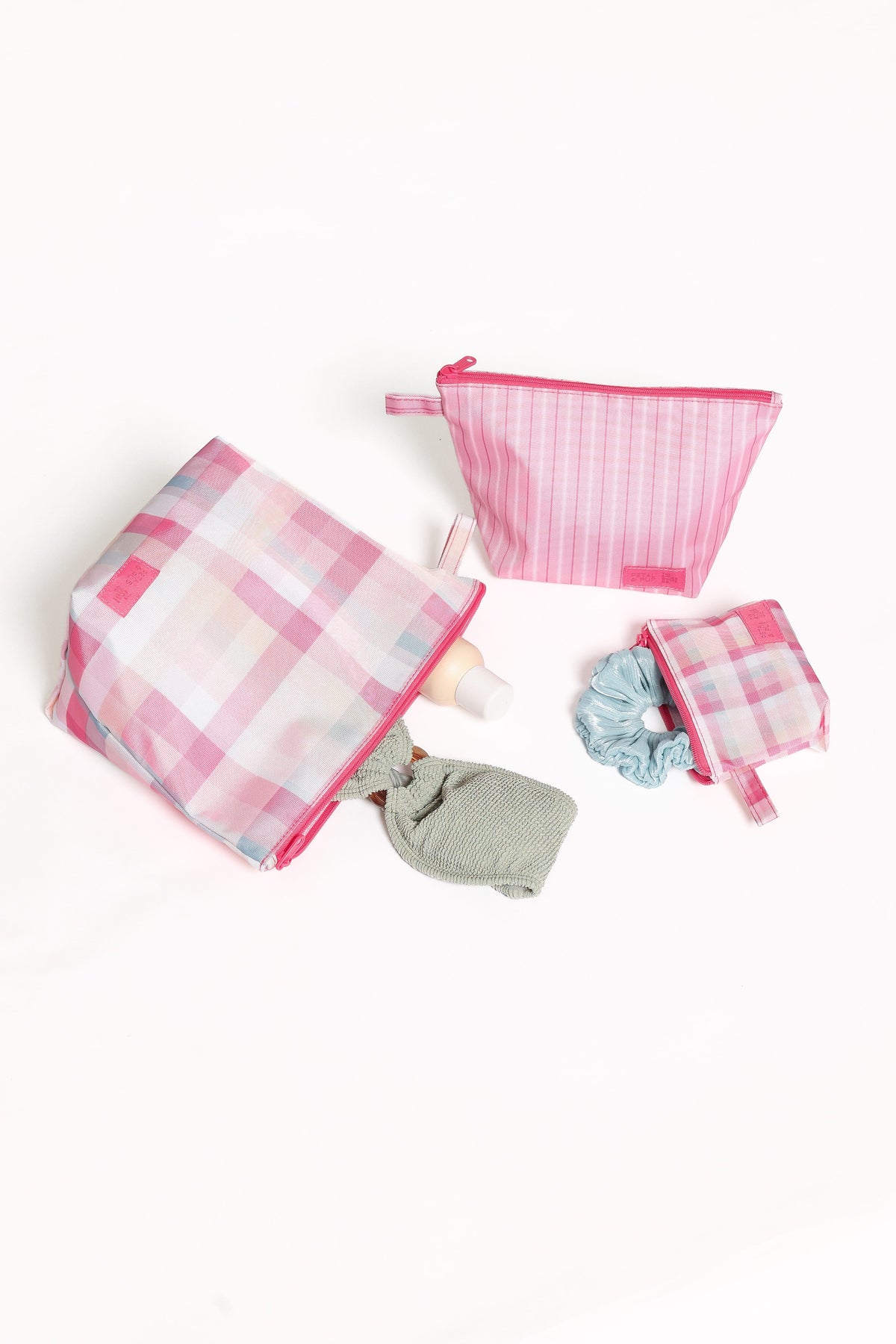 Handy Pouch Trio in Pink Picnic Plaid – view 2 of 8