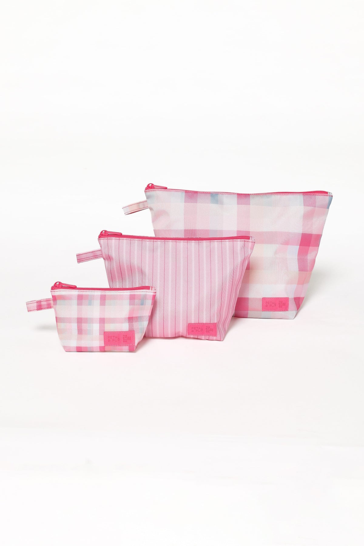 Handy Pouch Trio in Pink Picnic Plaid – view 3 of 8
