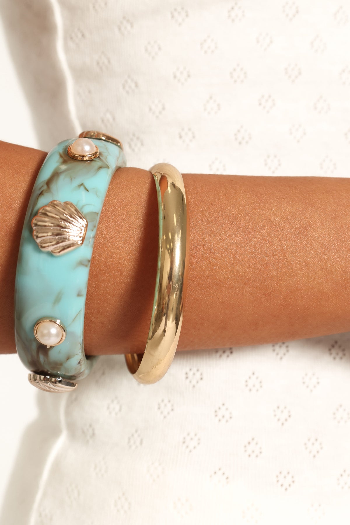 Havana Shell Bangle Set in Teal – view 6 of 6
